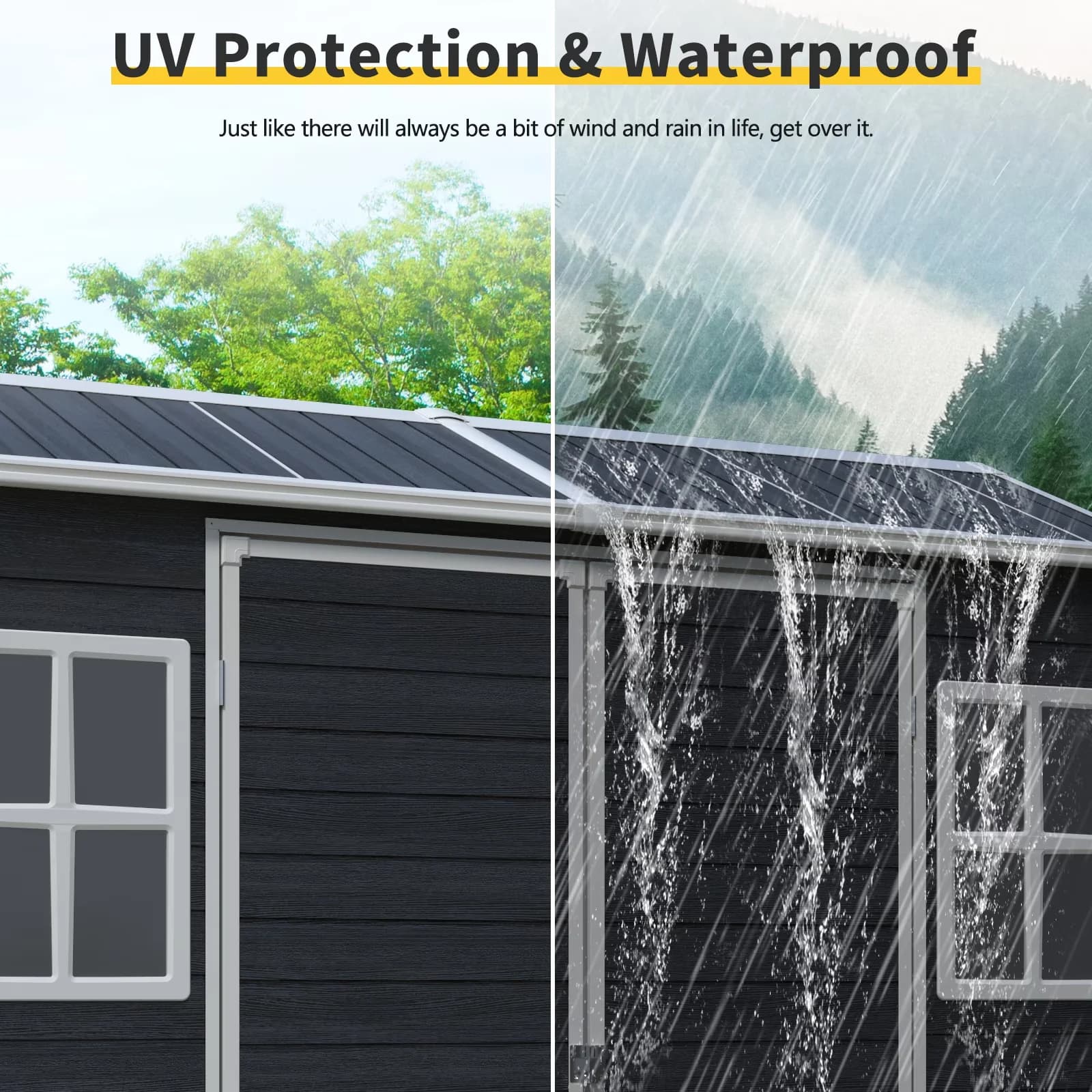 Sleek Shed with Mold Resistant, Uv Resistant, Floor - Polypropylene Black Model 95738E
