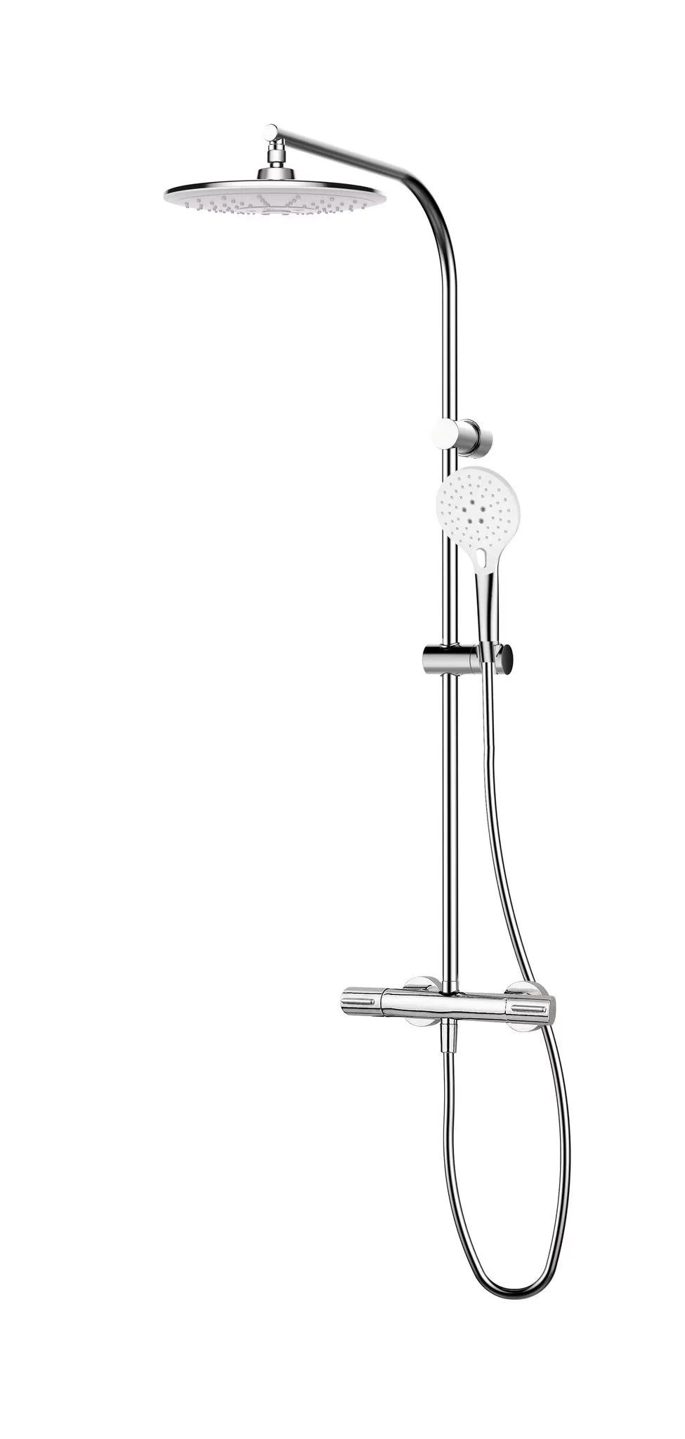 Versatile Shower Head with Adjustable - Chrome Brass Column - Durable Build Model E2E982