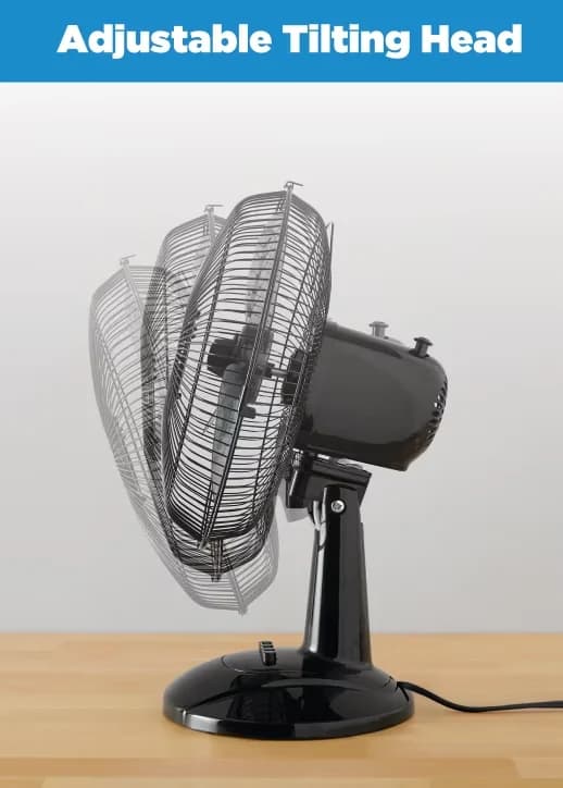 Sleek Fans In Cooling with 12-Inch Table Fan, FT30-8MBBV, Black - Plastic Black Model 7EA708