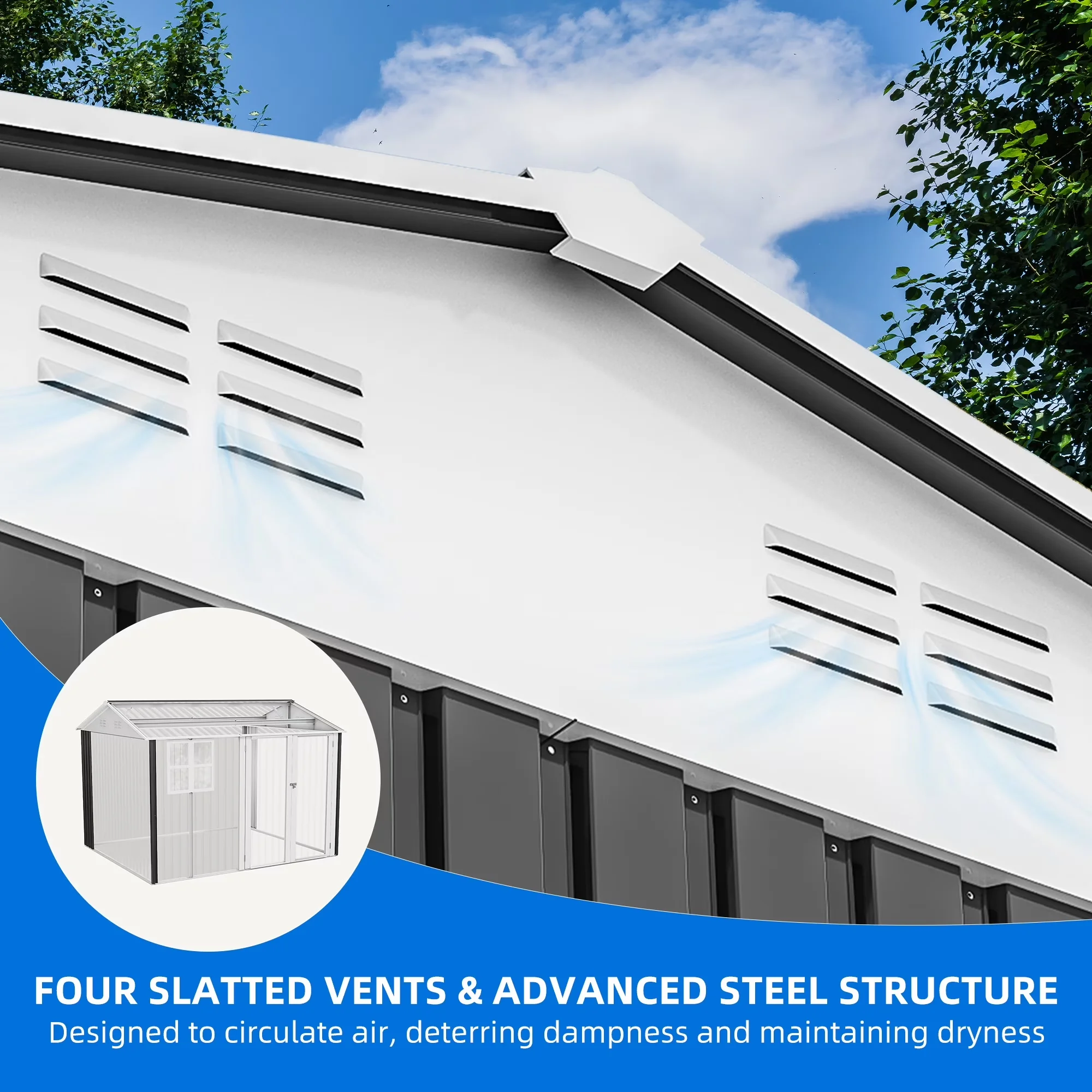 Essential Shed with Waterproof, 10' x 8' Outdoor Storage, Waterproof Metal - Metal Gray Model 45A130