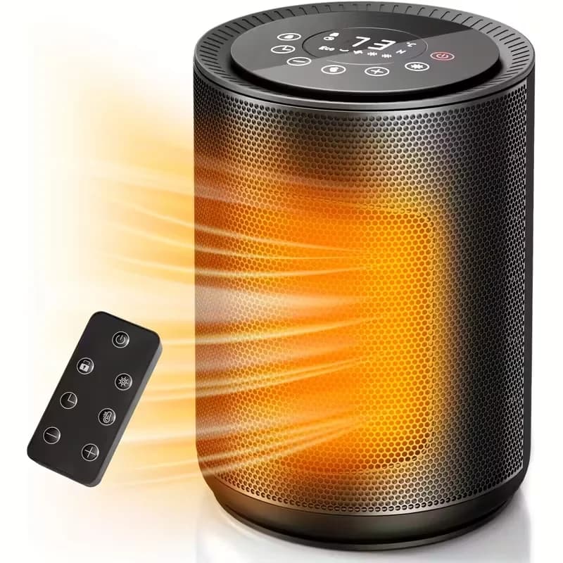 Modern Portable And Electric Space Heater with LED, 1500W, 24H Timer - Black Model 52E009