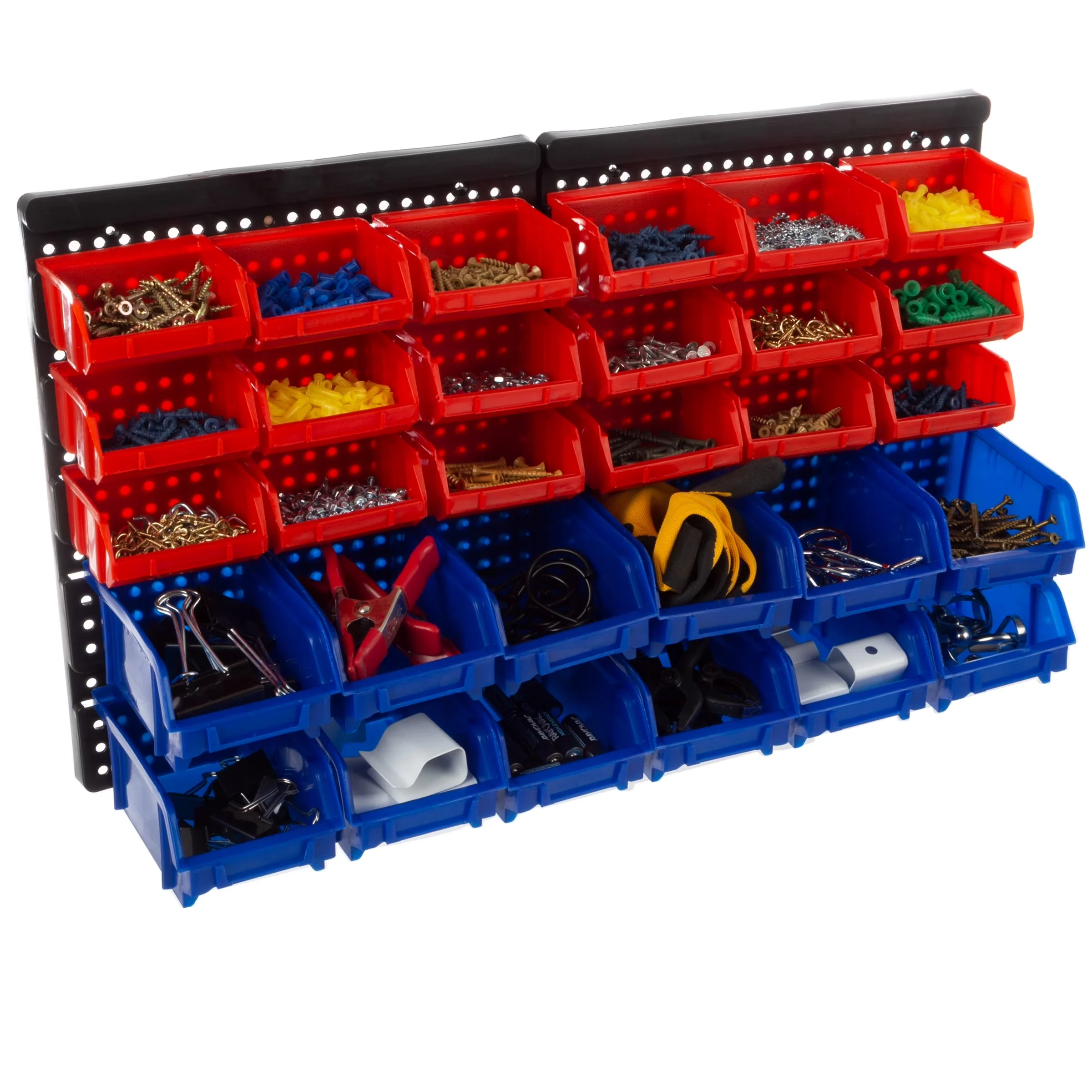Durable Toolstorage with Storage, 30-Compartment Garage Organization - Plastic Black Model A39C0C