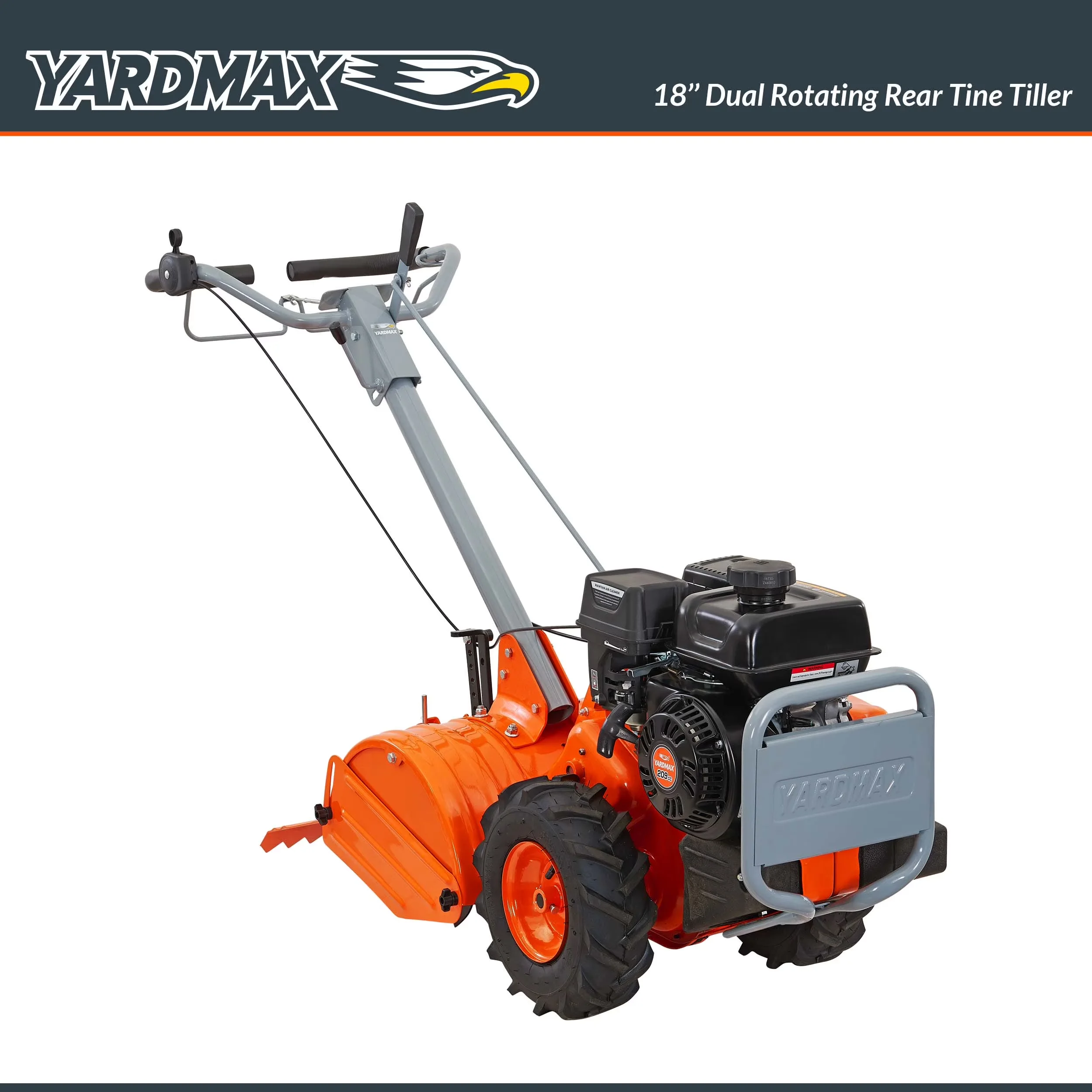 Essential Trillers Cultivator with 18 in. Gas OHV Engine Rear Tine Tiller, Dual Rotating Tilling, safety and performance. - Model 17C698