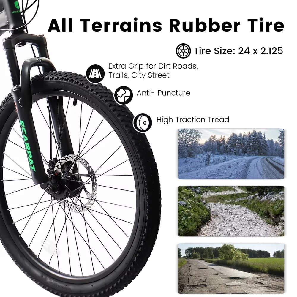 Stylish Mountain Bike with Adjustable Speed, Adjustable Seat, 24 26 inch Full Suspension - Black Model E4954B