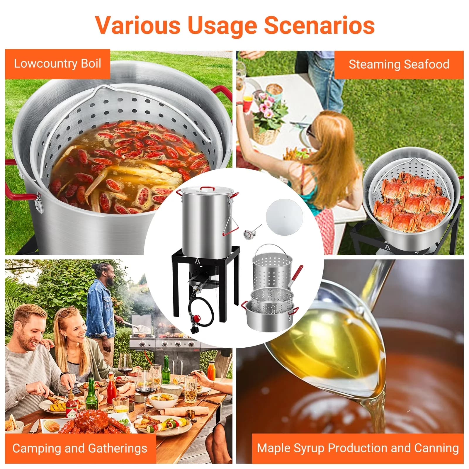 Outdoor Fryer Reliable with 50000 BTU, 50000 BTU Propane Deep Fryers, Deep Fryers Stove Burner Stand - Aluminum Model 03A575