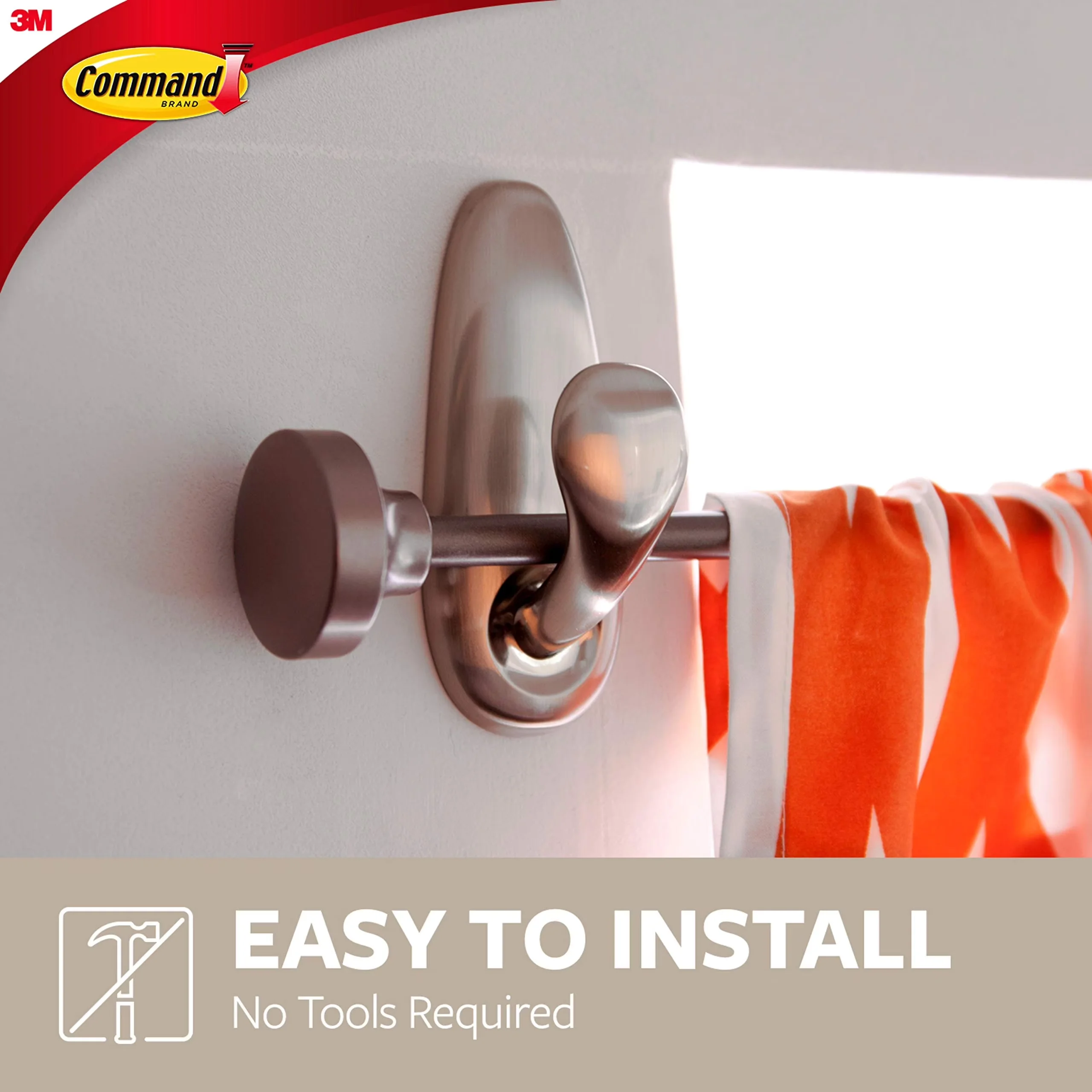 Reliable Damage-Free Hanging with Easy Clean, 1 Hook, FC13-BN - Metal Silver Model C2D4D9