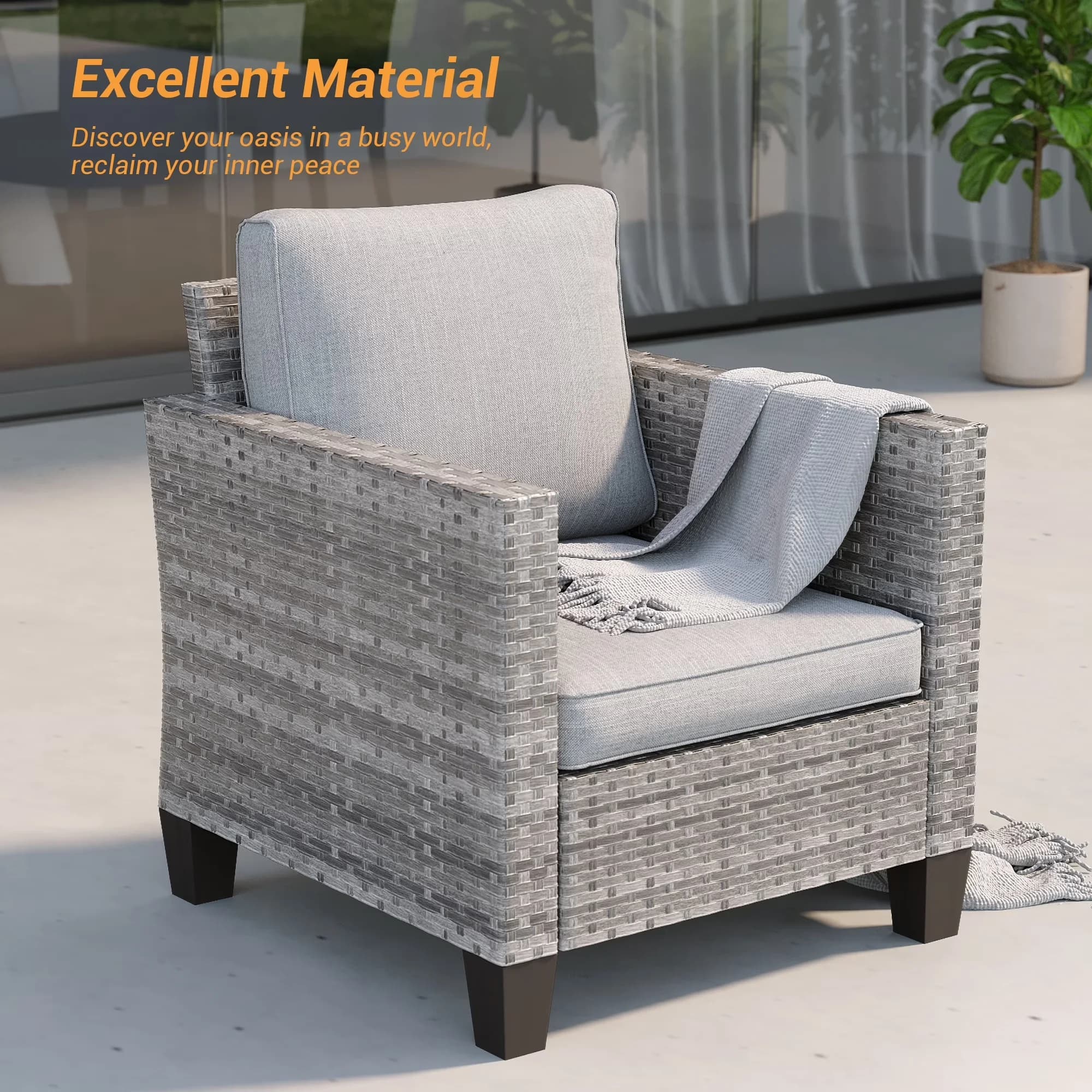 Efficient Patio Conversation Set with Weatherproof - Gray for Outdoor - Universal Fit Model 89AAB4