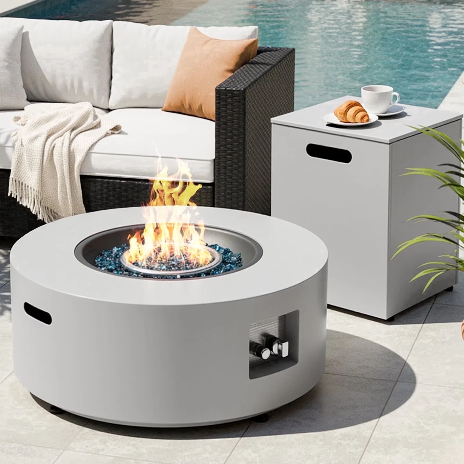 Outdoor Heating Compact with 50000 BTU, Adjustable Flame, Smokeless - Gray Carbon Steel for Garden Model 44B03C