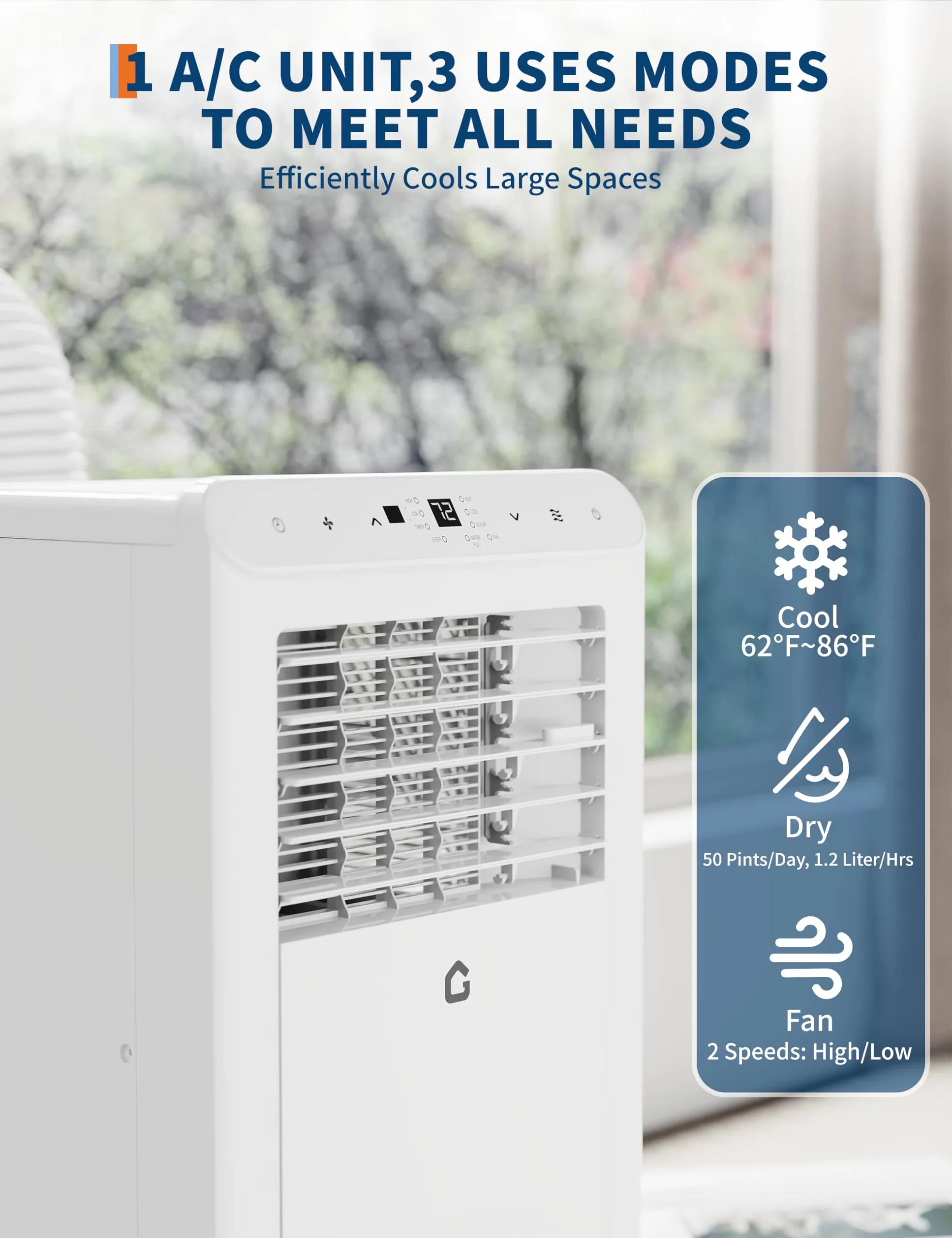 Quality Air Conditioner with 8000 BTU, Remote Controlled, Timer - White for Rooms Model DFDD74