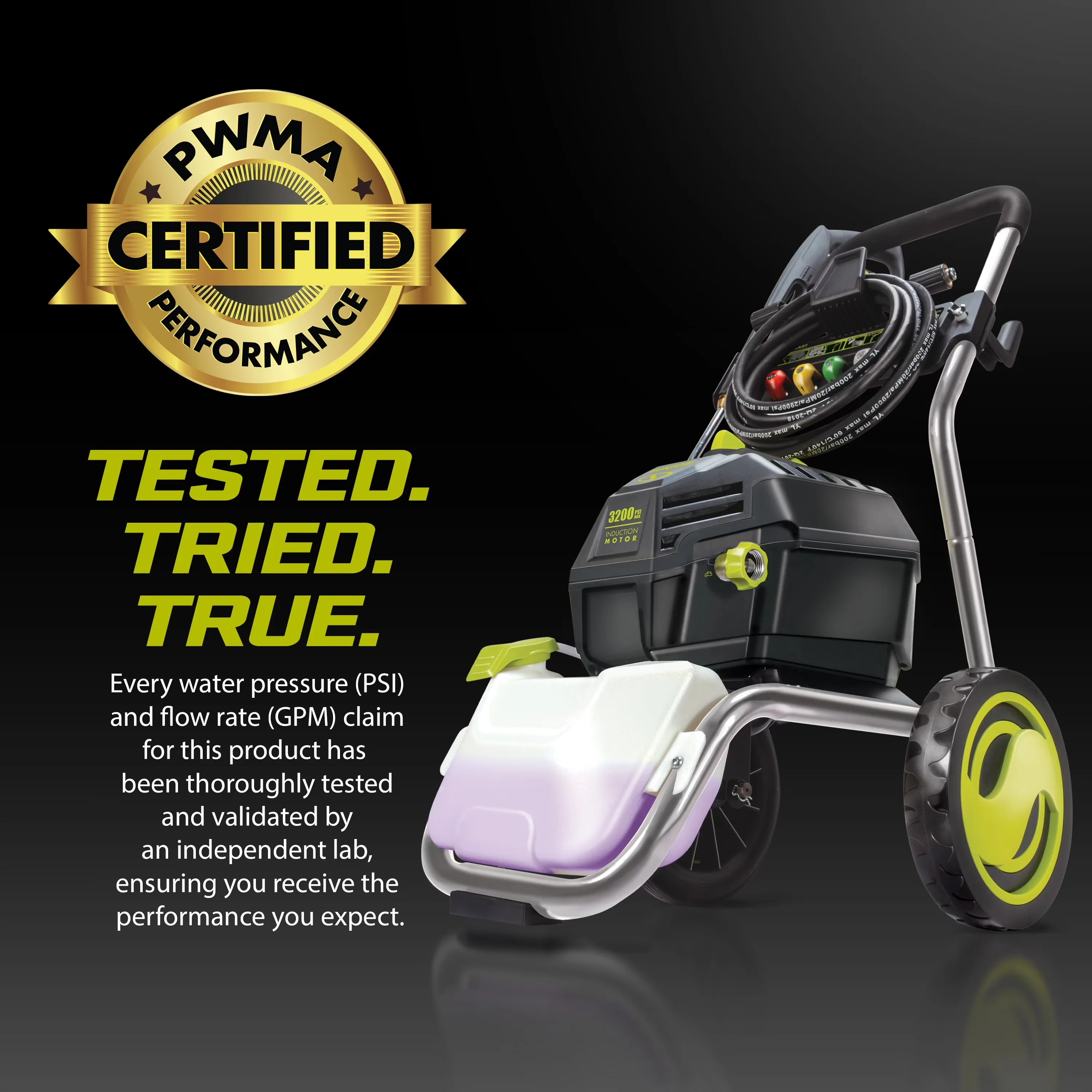 Pressure Washer Classic with Adjustable Wand, Kink Free Hose, Quick Connect Tips - Model D3085D