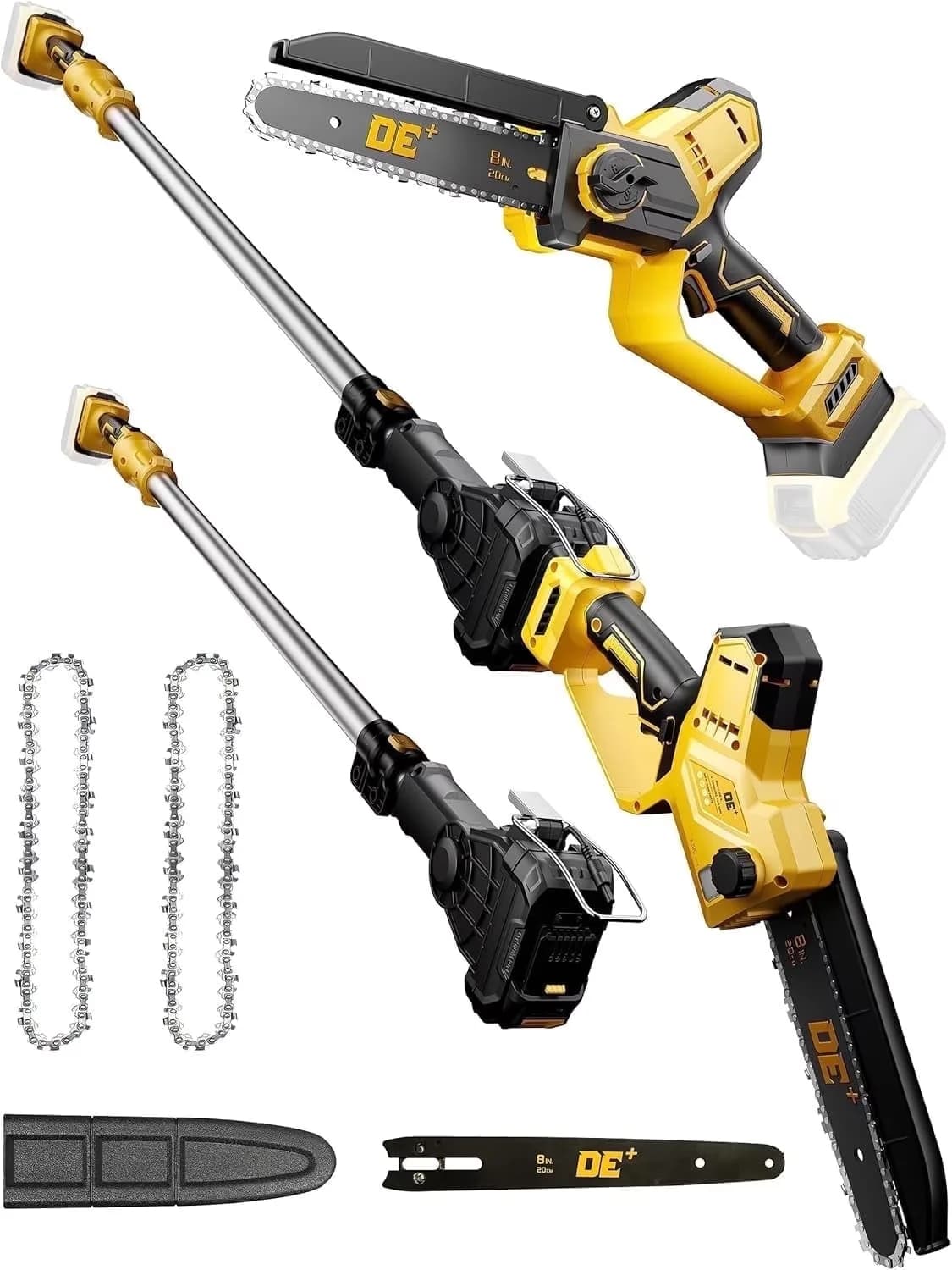 Durable Pole Saw with Battery, 20V, Telescoping - Yellow for Everyday Use Model 0CC97F