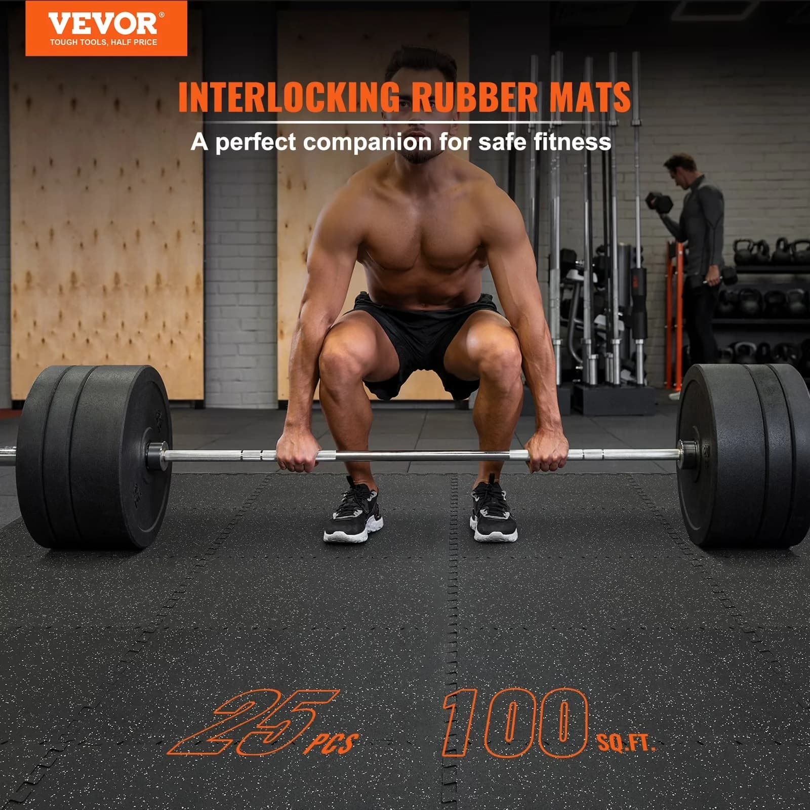 Home Gym Professional with 100 Sq ft Coverage Area 25 Piece, Easy to clean and maintain - Eva Foam, Rubber Black Model 3E637E