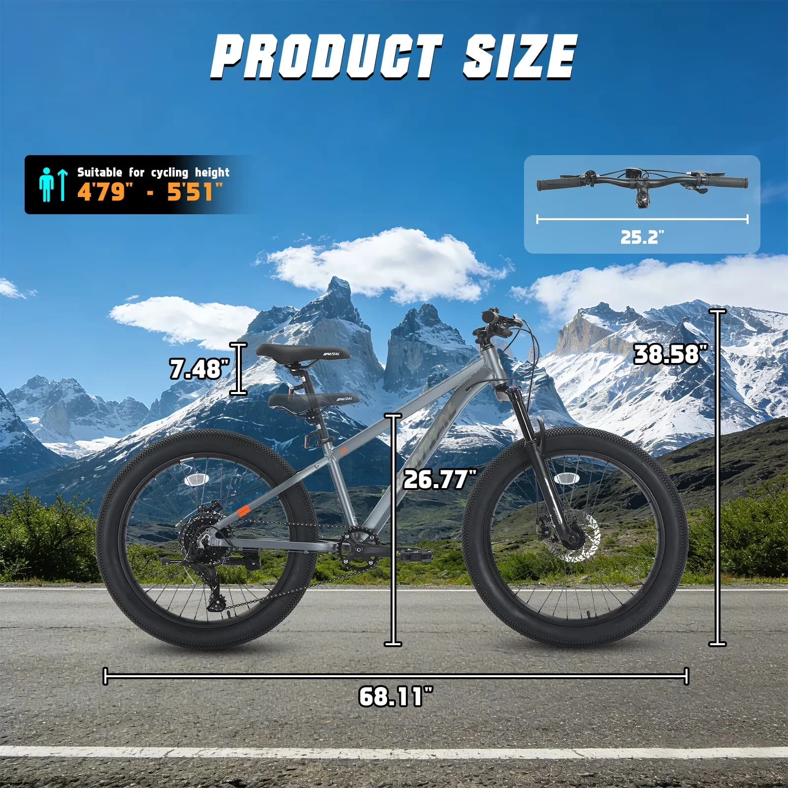 Efficient Mountain Bike with Adjustable Seat, Adjustable Speed, Lightweight - Gray for Outdoor Model 468716