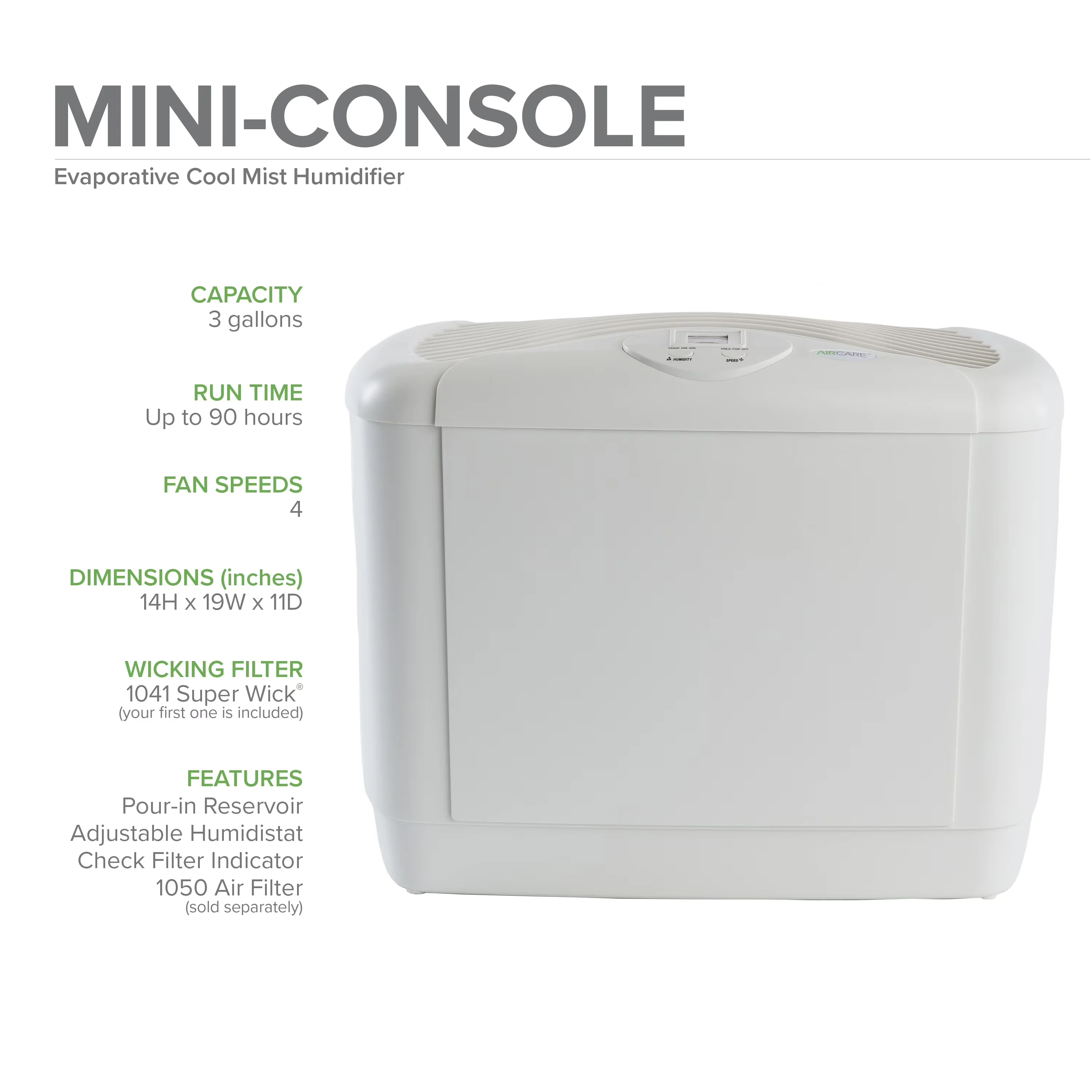 Professional Humidifier with 120V, Adjustable Humidistat, Measures 14 x 19 x 11, 6. 5lbs - White Model F95332