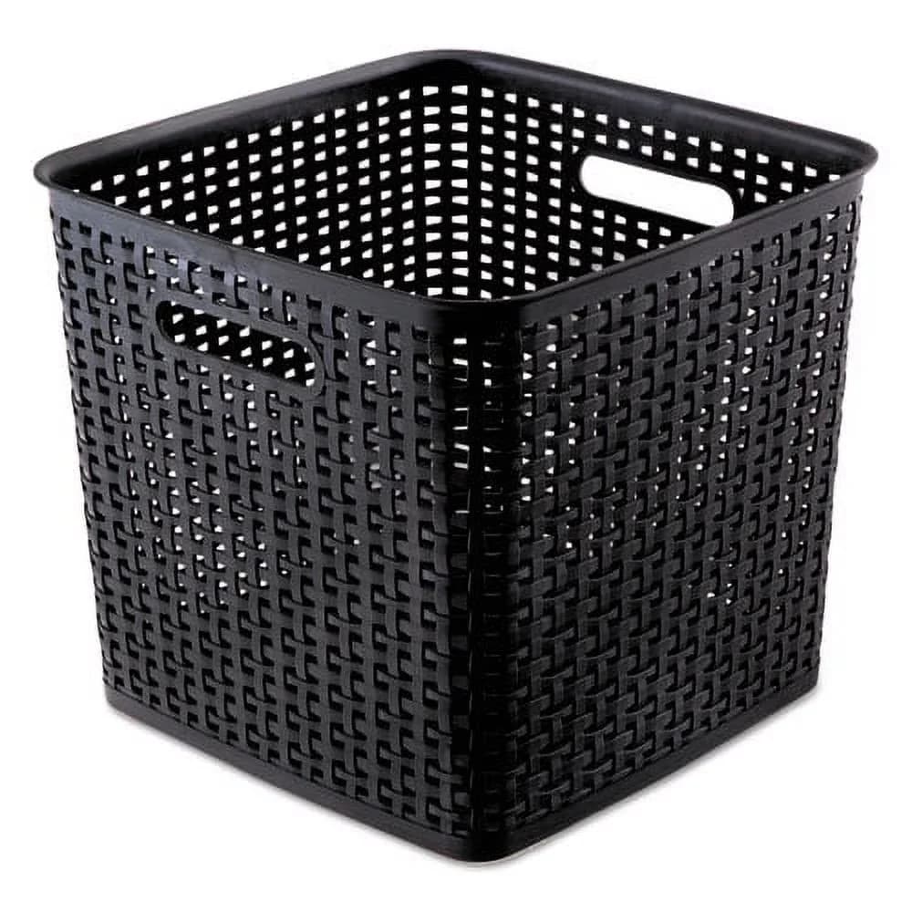 Quality Garage Storage Supply with Carrying Handles, Plastic Weave Bin, Sturdy plastic construction. - Plastic Black Model 0A53C9