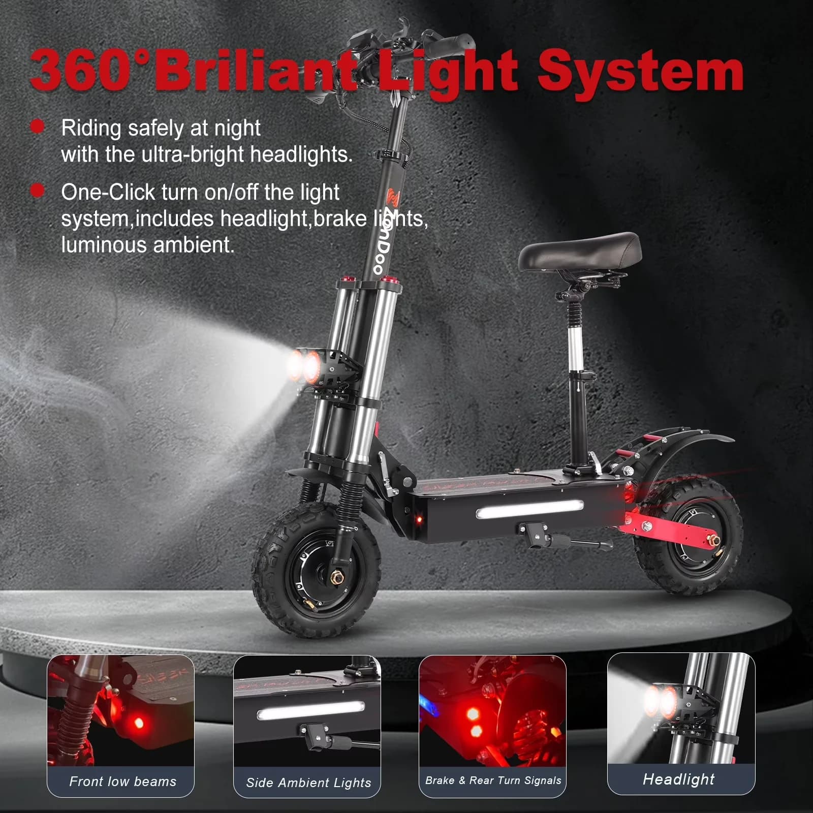 Scooter Compact with Foldable, All Terrain Adults 54 mph Electric, 150 lb - Aluminium Alloy Black Model 58A238
