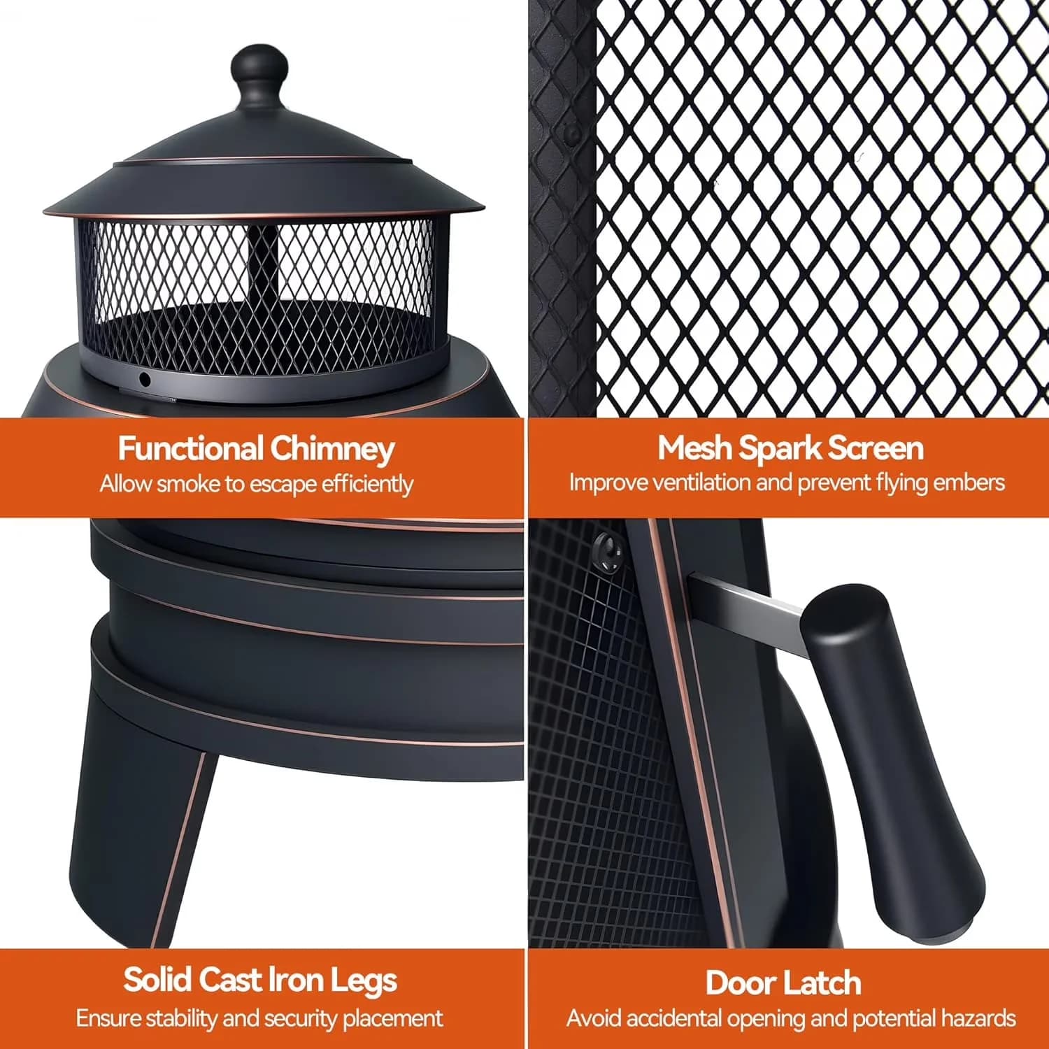 Efficient Outdoor Heating with Smokeless, Fire Pits - Metal Black for Daily Use Model C2ED07