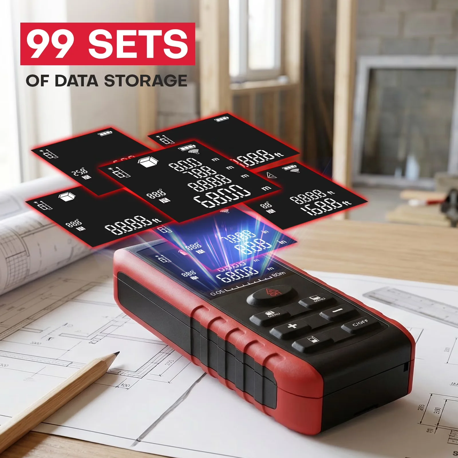 Quality Measuring Layout with Battery, Easy To Read, Easy Operation - Green Abs Model 2A50C7