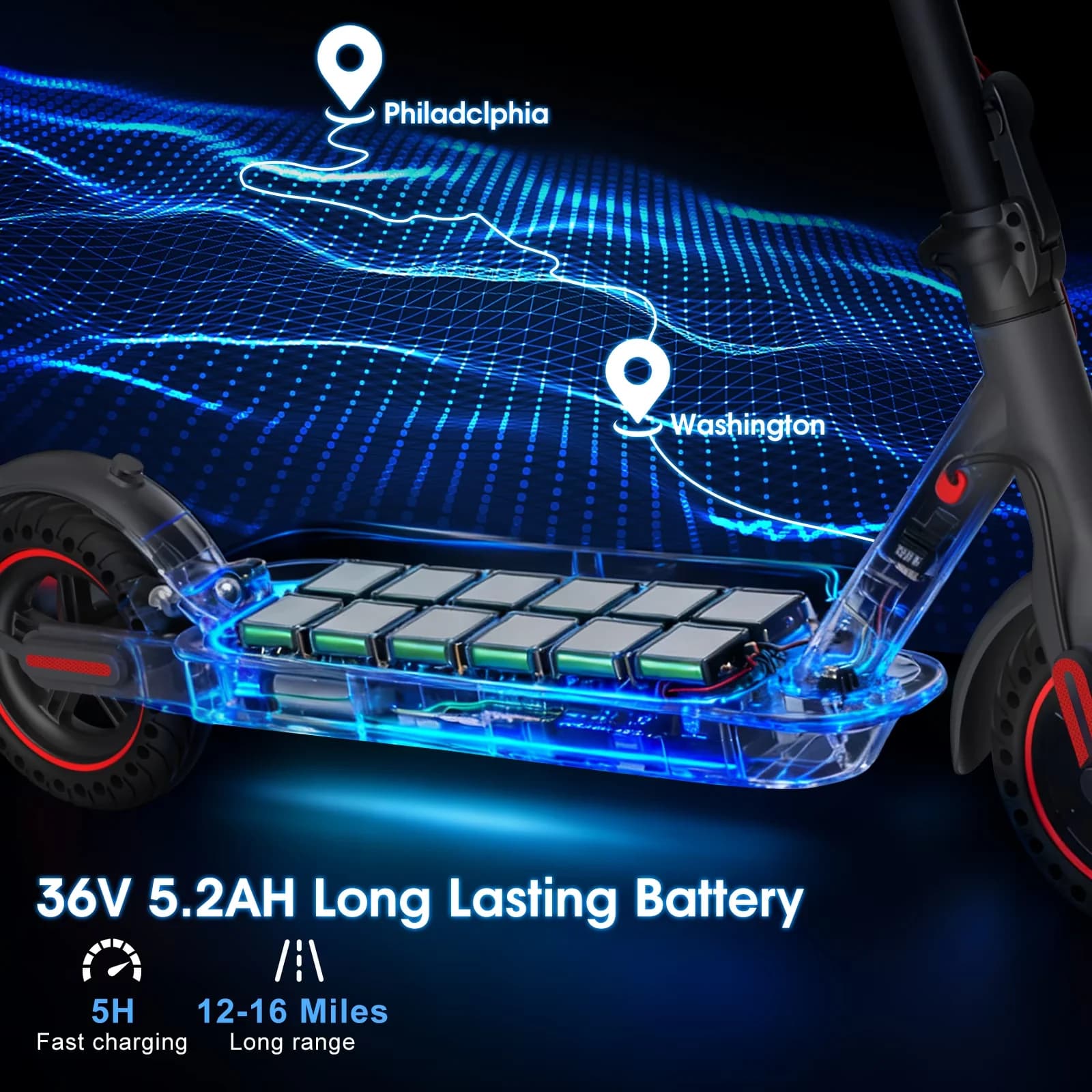 Durable Scooter with 350W, Foldable, Portable - Aluminium Alloy Black - Heavy Duty Model 565F63