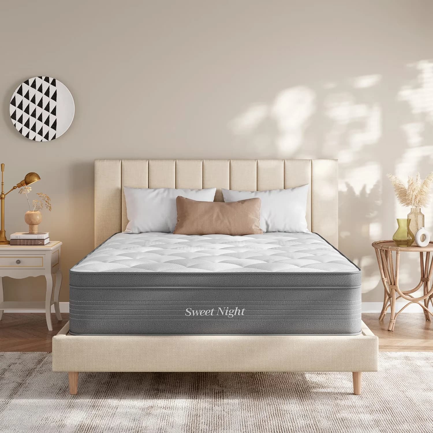 Mattresses Accessory Quality with Breathable Construction, Low Motion Transfer, Medium Gel Memory Foam Hybrid Queeen 12" - White Model 6325AA
