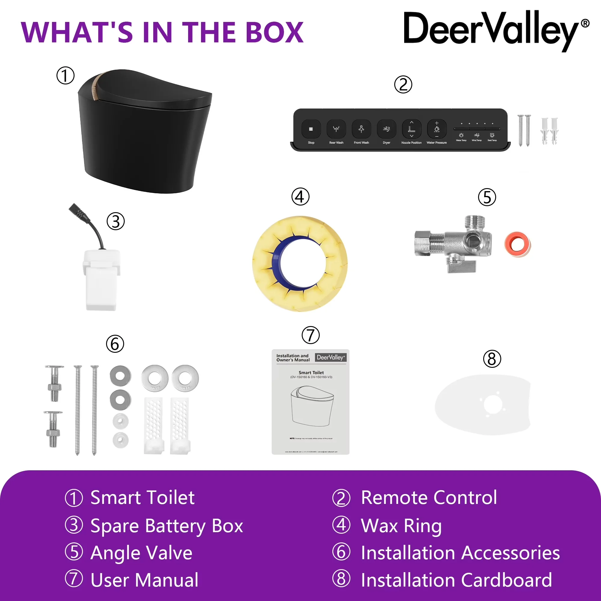 Toilet Seats And Lid Modern with Heated Seat, Premium, DV- Smart Bidet - Ceramic Black Model 65243E