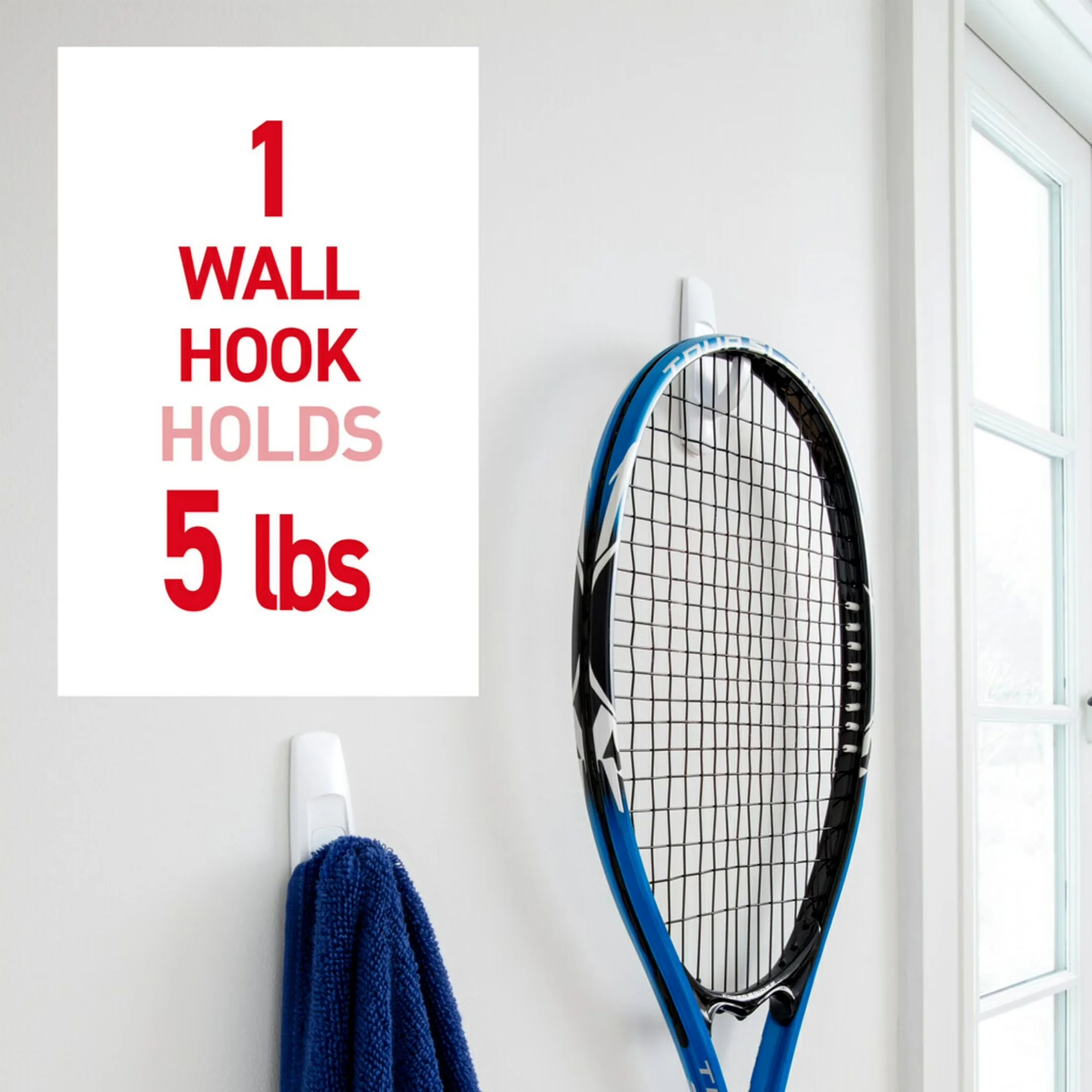 Damage-Free Hanging Efficient with Wall-Mountable, Easy Installation, Large Utility Hooks - Plastic White Model 50D933
