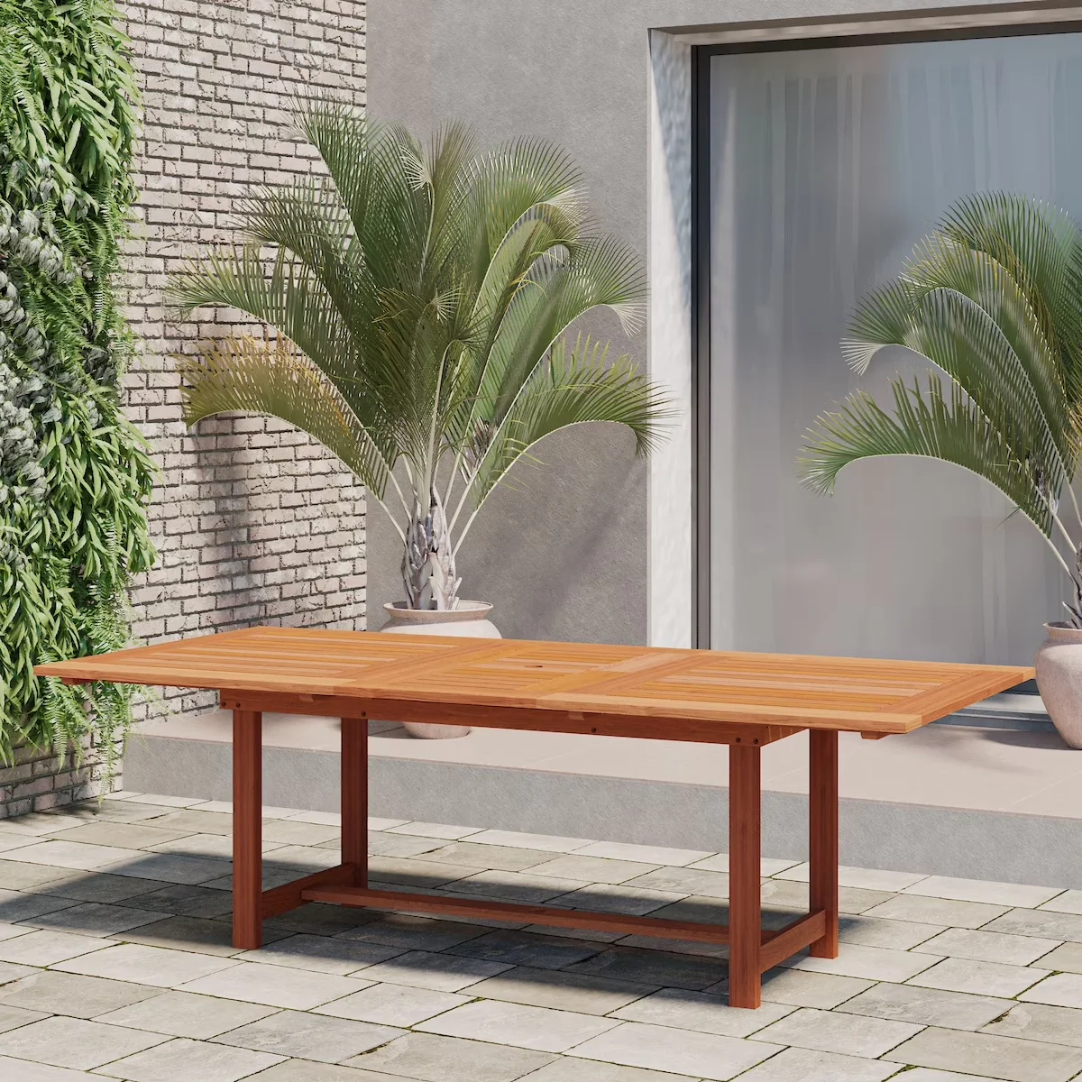Essential Patio Dining Set with Contemporary, 11-Piece Solid Wood 100% FSC - Eucalyptus Wood White Model 8B7C73
