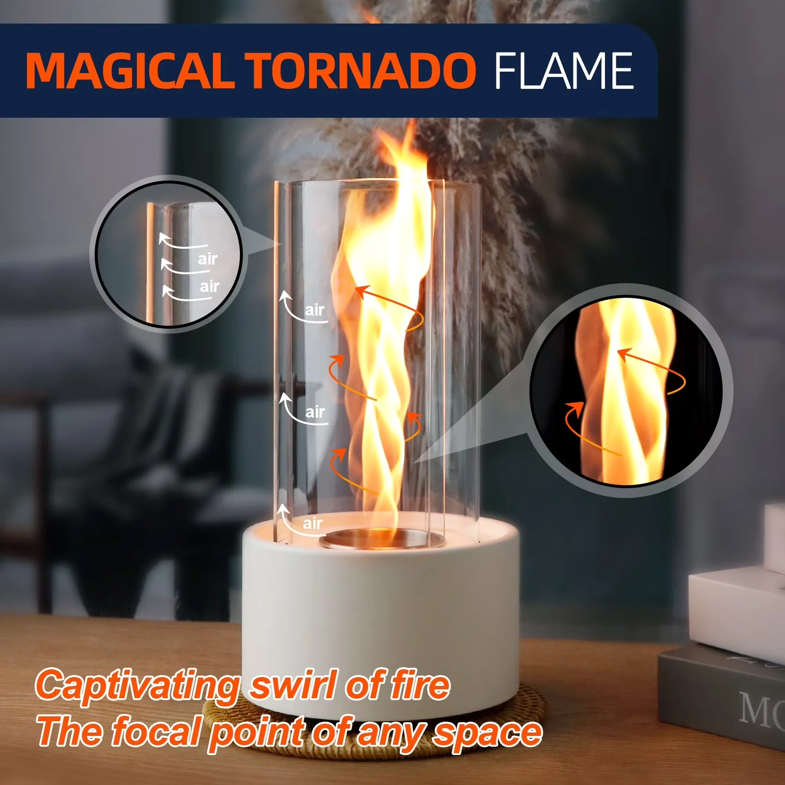 Durable Outdoor Heating with Portable, Fun, Birthday Parties & Christmas Gifts - White Metal,Glass Model 2E195B