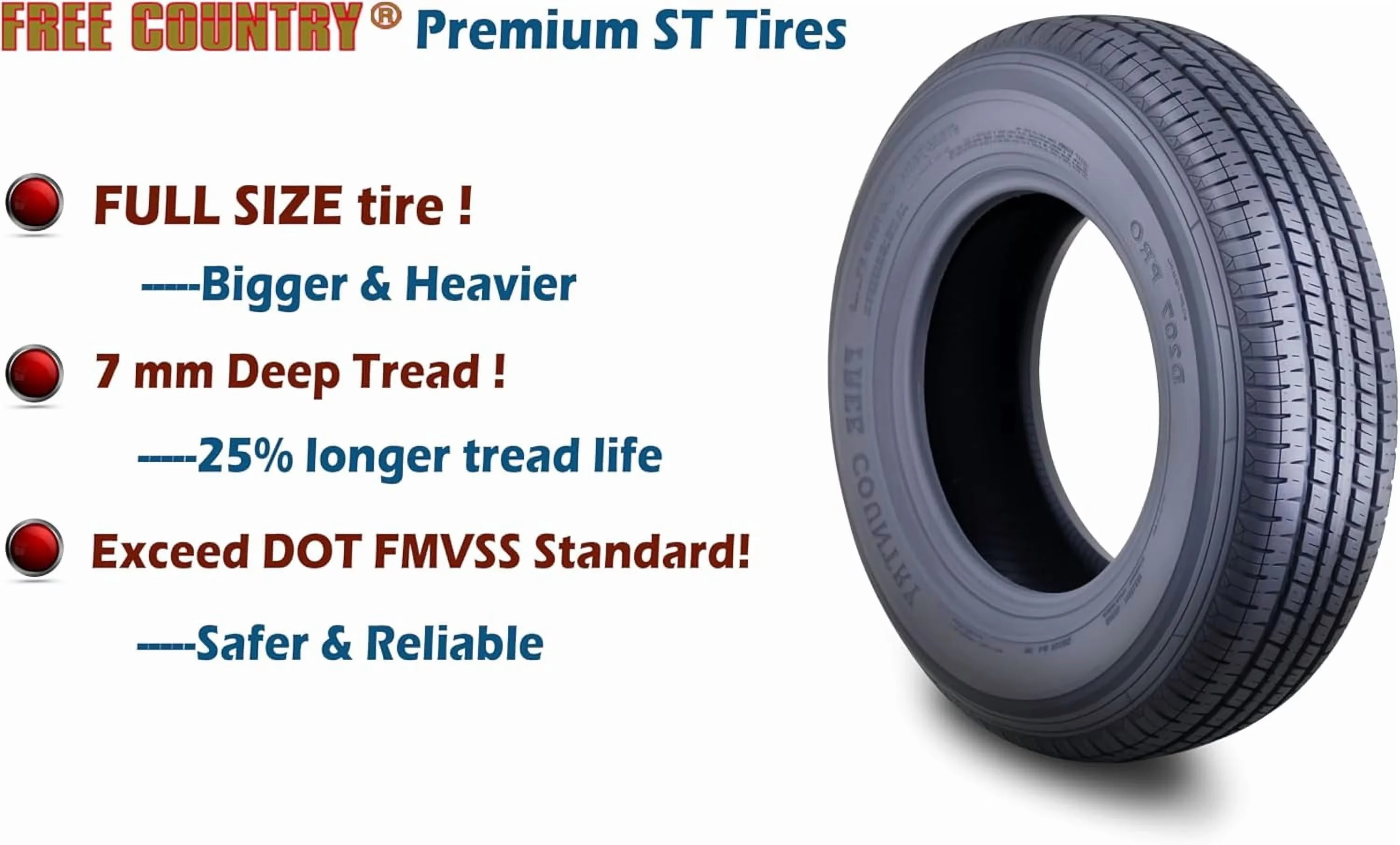 Trailer Tire Compact with All-Weather, Heavy-Duty, Set of 3 - 75R15 for Multiple Applications Model C58621