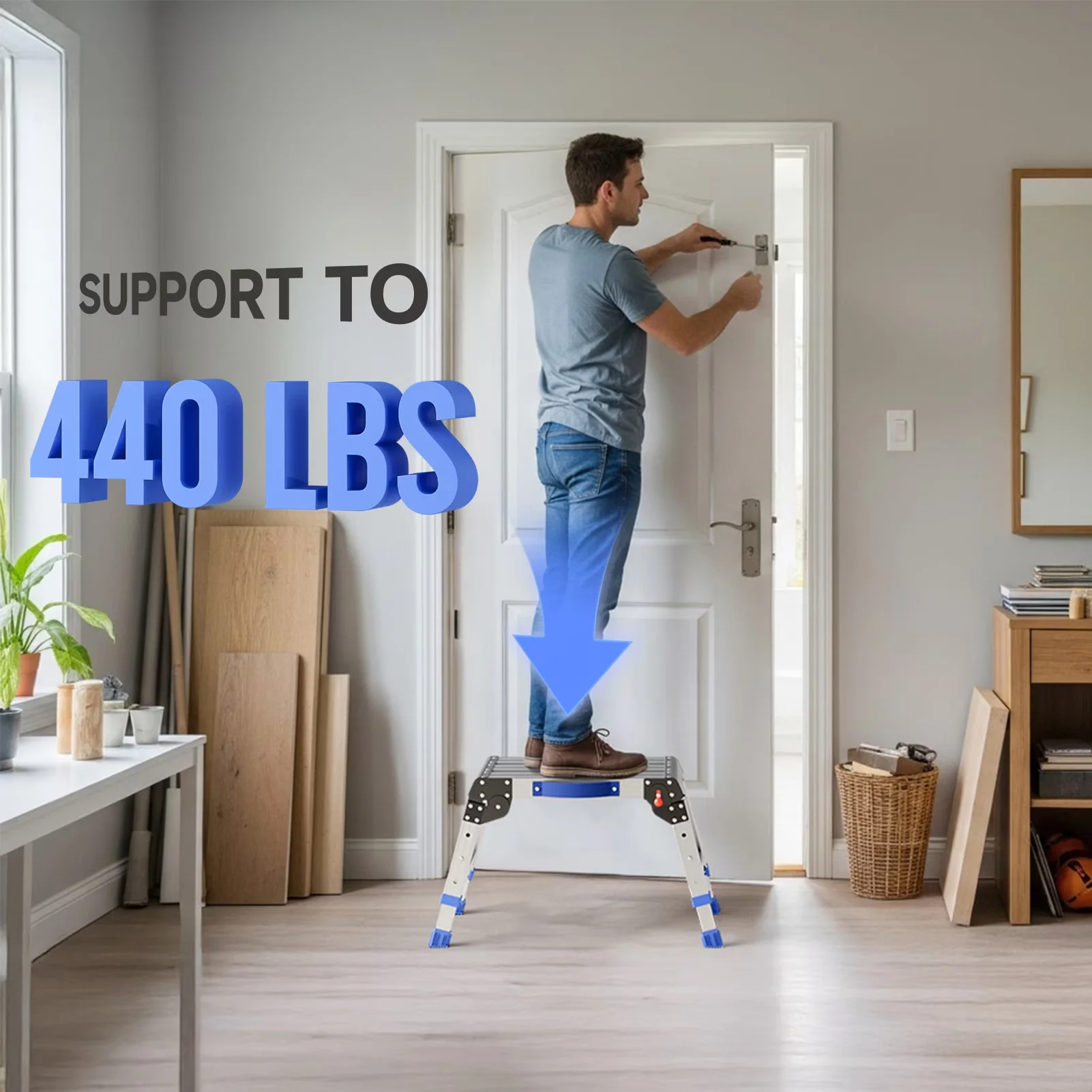 Efficient Building Material with Anti-Slip, Adjustable Height - Aluminum Model 408A51