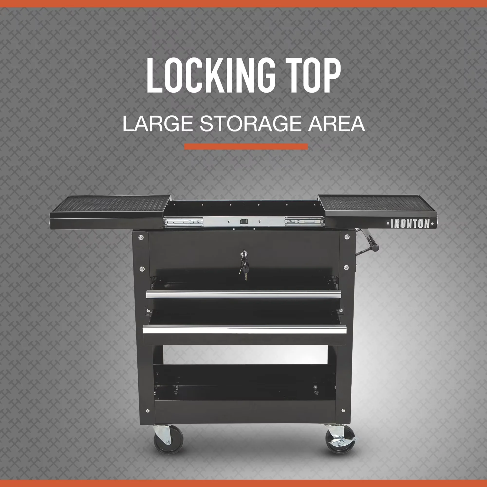 Toolstorage Compact with Lockable, 30-1/2in.L x 14-1/2in.W x 33in.H, 2-Drawer Tool Cart - Black Steel Model D26970