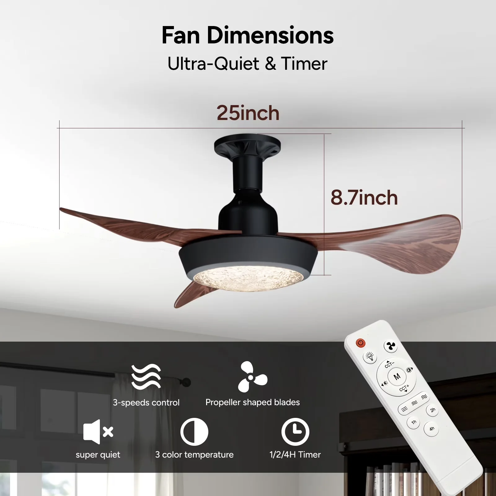 Ceiling Fan Premium with LED, Dimmable, Eco Friendly - Modern - Industrial Grade Model D3998A