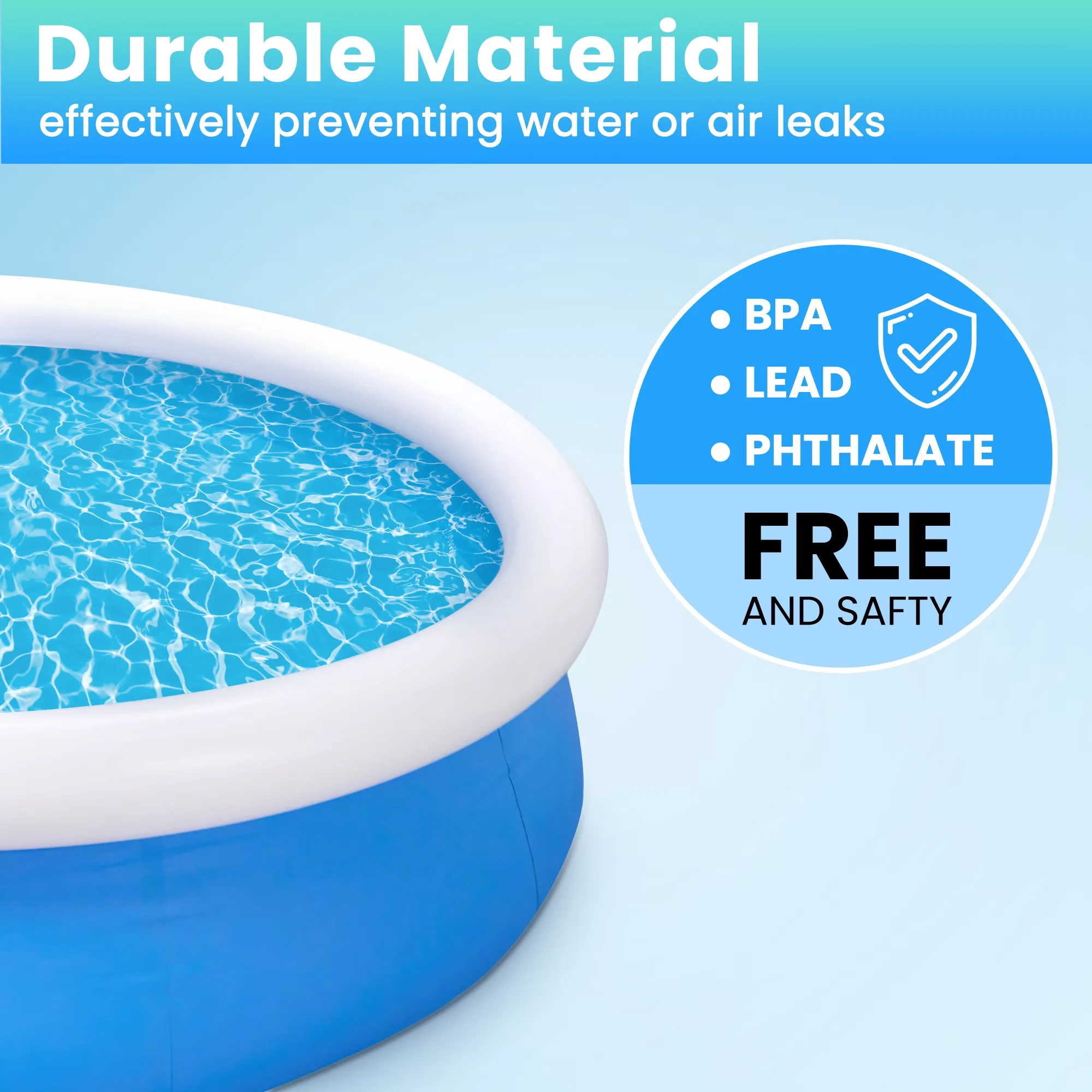 Modern Inflatable Pool with Uv Resistant, Filter, 10ft x 30in Round Swimming - Blue Model 15E14D