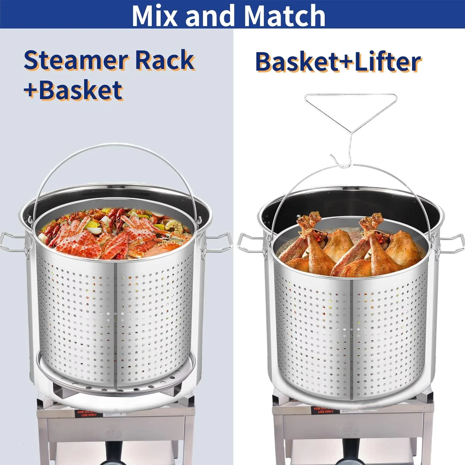 Essential Outdoor Fryer with 200000 BTU, Heat Resistant Handle - Stainless Steel Silver Model 0BF0E3