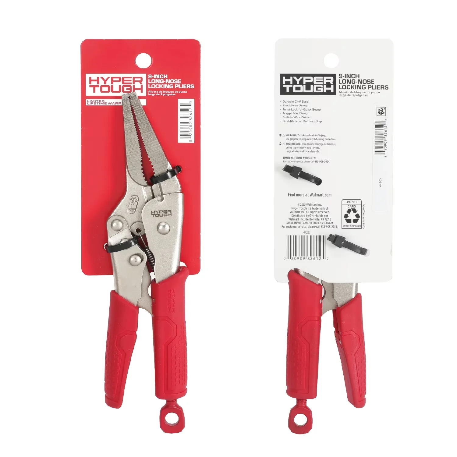 Professional Hand Tool with Precision, Triggerless Release, 9-inch Long-Nose Locking Pliers - 9" Model BF893C