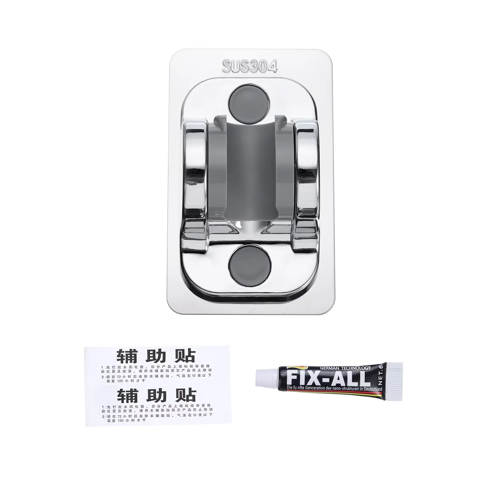 Compact Shower Head with Adjustable, Easy To Install, Color: Silver - Black Plastic + Stainless Steel Model FD3E50