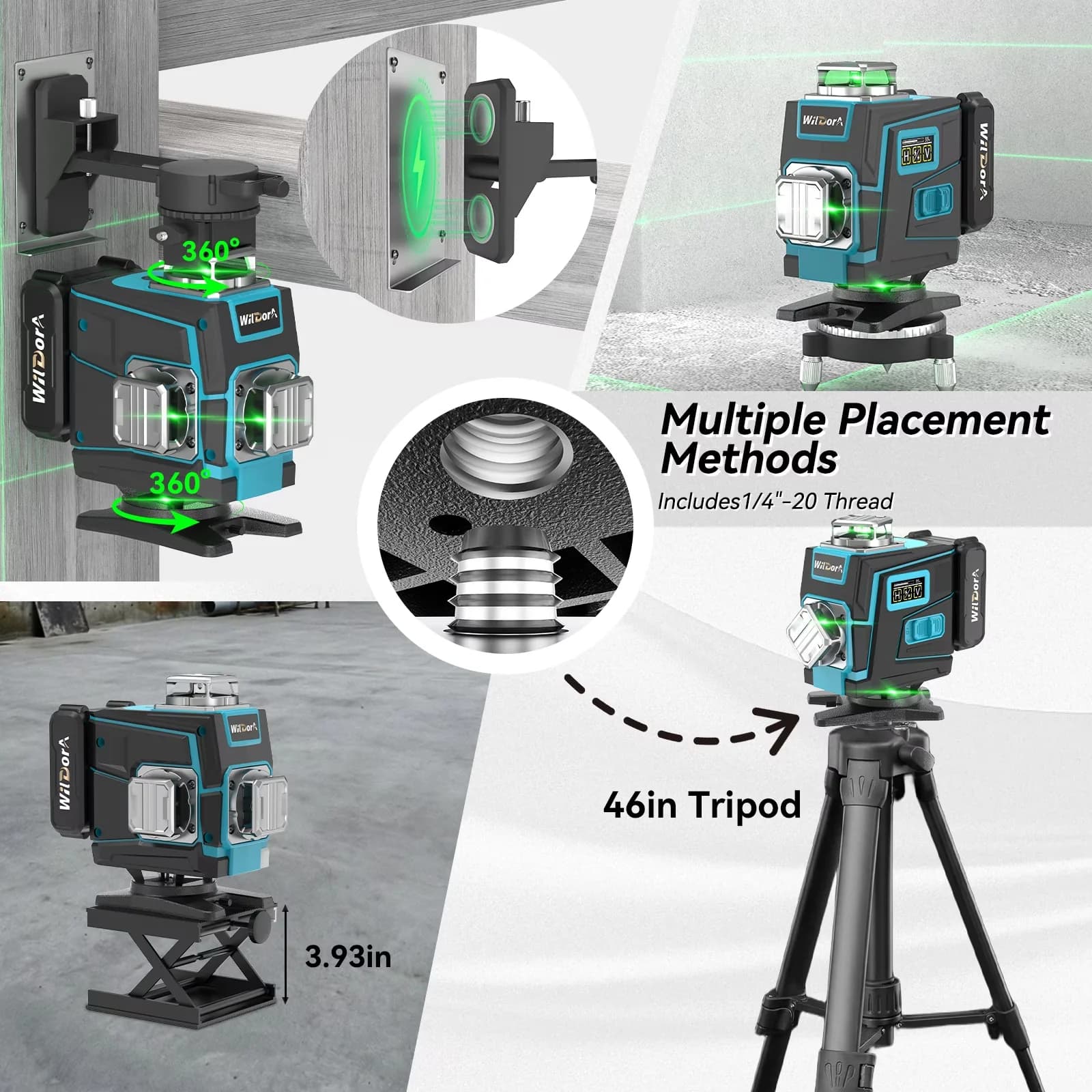 Quality Measuring Layout with Battery, Tripod, Remote Control - Green Plastic And Metal Model 72221C