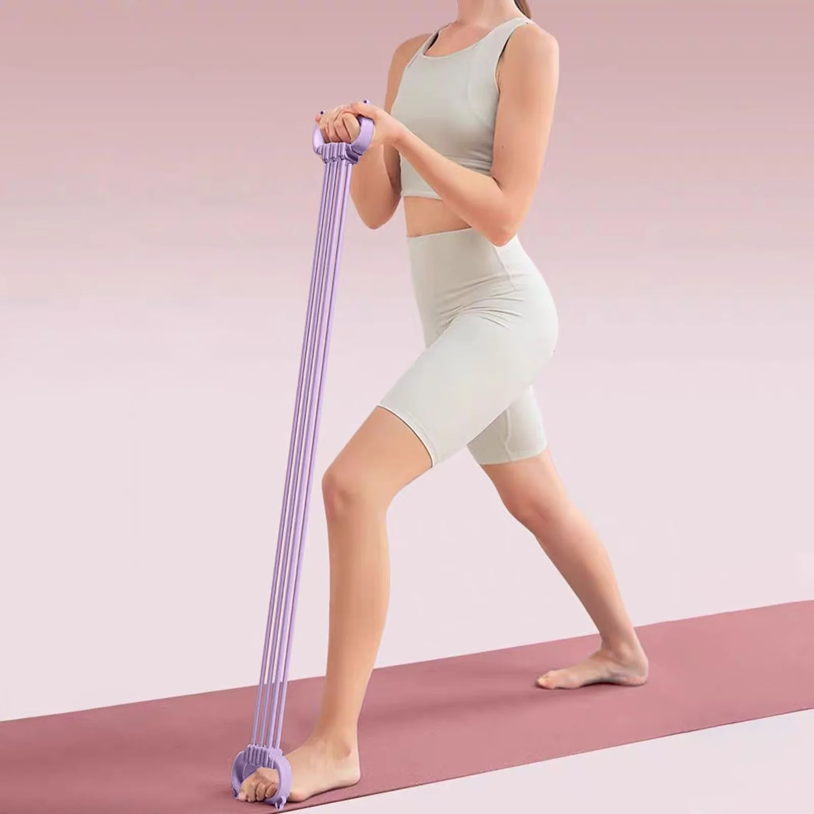 Sleek Home Gym Accessory with Portable, Elastic Bands, Resistance Fitness Pull Rope - Purple Silica Gel Model 809A53