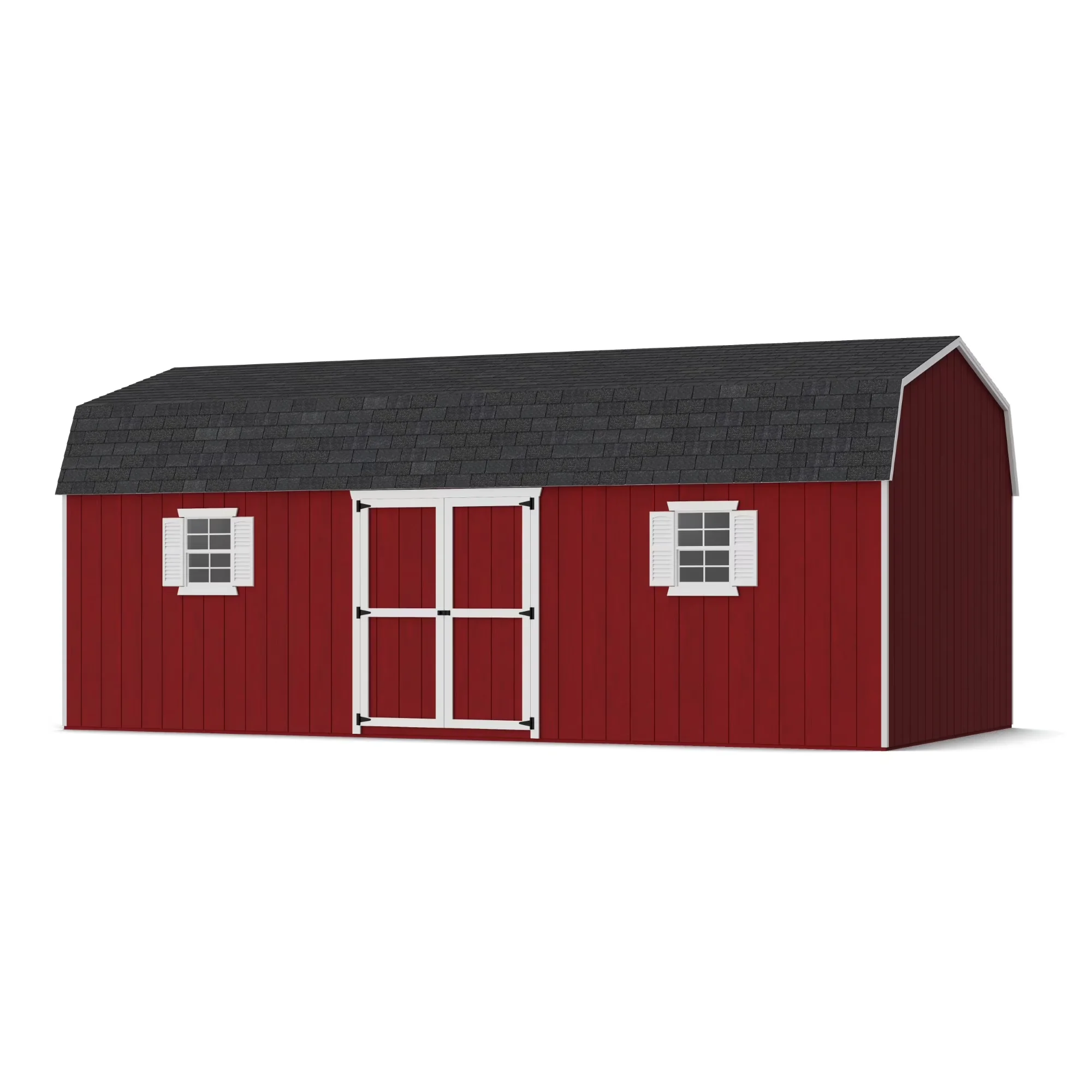Professional Shed with 12x24 Value Gambrel Workshop Barn, 6 ft. Sidewalls and Floor - Brown Wood Model 9214F5