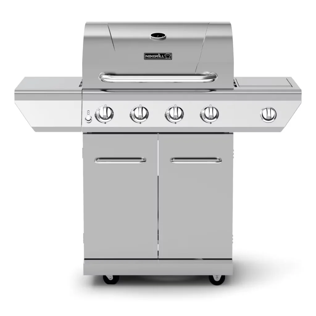 Gas Grill Professional with Warming Rack, Side Burner - Stainless Steel Silver Model 7AF00B