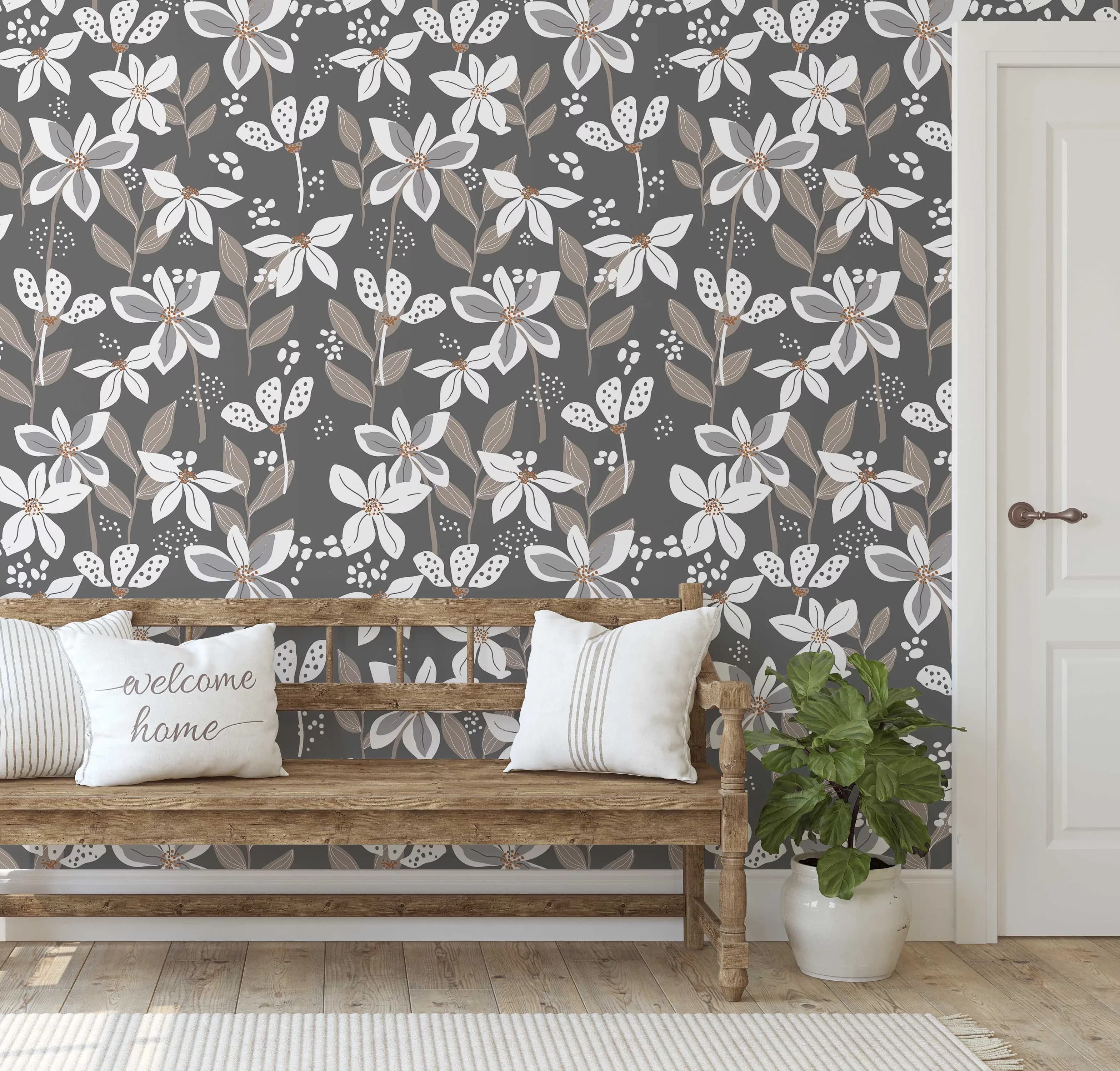 Wallpaper Stylish with Stain Resistant, Removable, Waterproof - Vinyl Gray Model 7C4A26