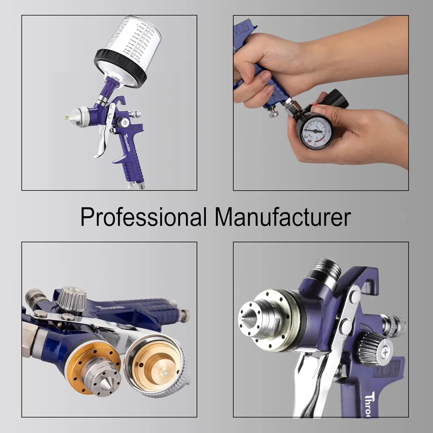 Professional Air Tools Compressor with Adjustable, Professional HVLP Spray Gun - Blue Model FD2732