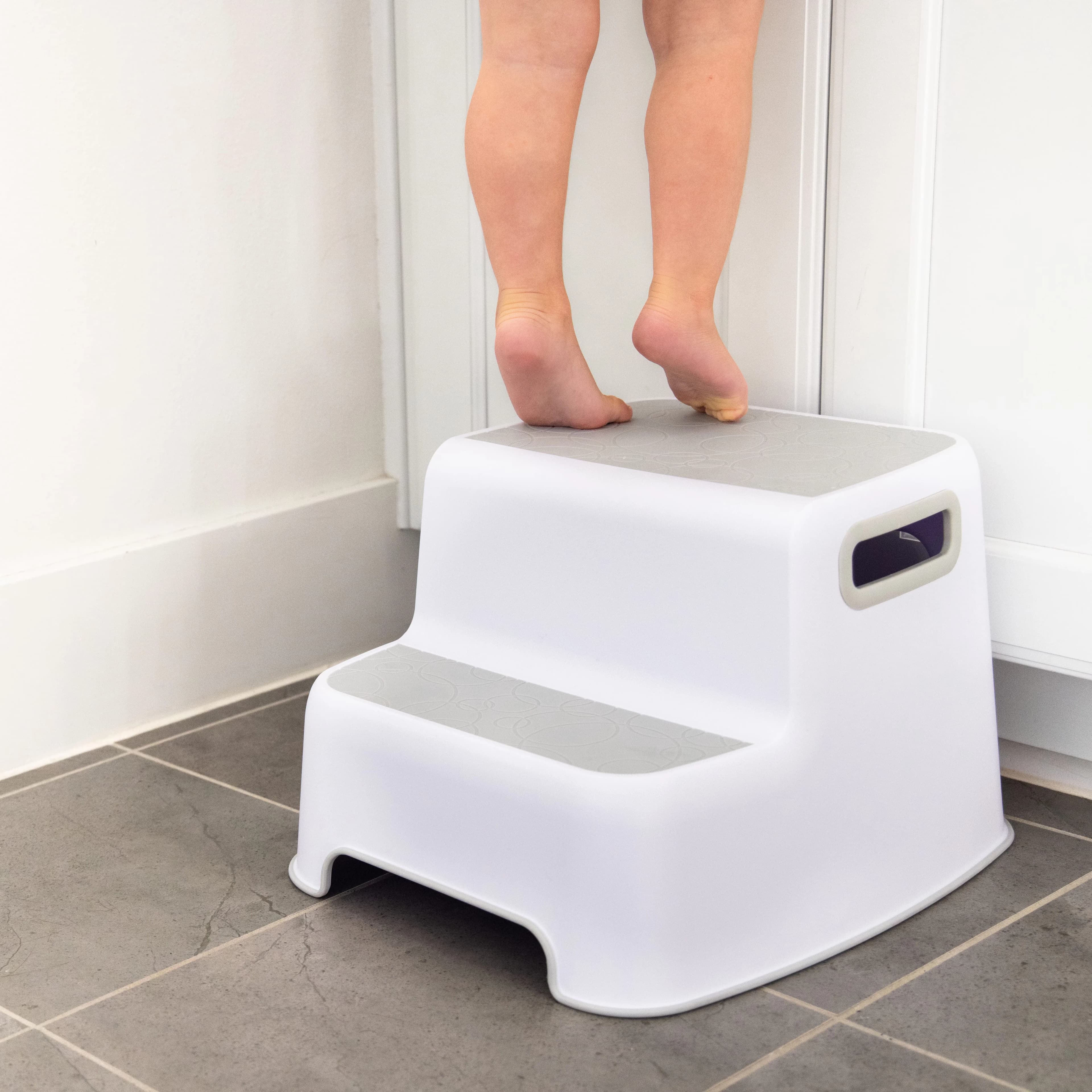 Essential Ladders And Step Stool with Anti-Slip, Wide 2, NON TOXIC: PVC, BPA and Phthalate free - Plastic White Model CBDE3D