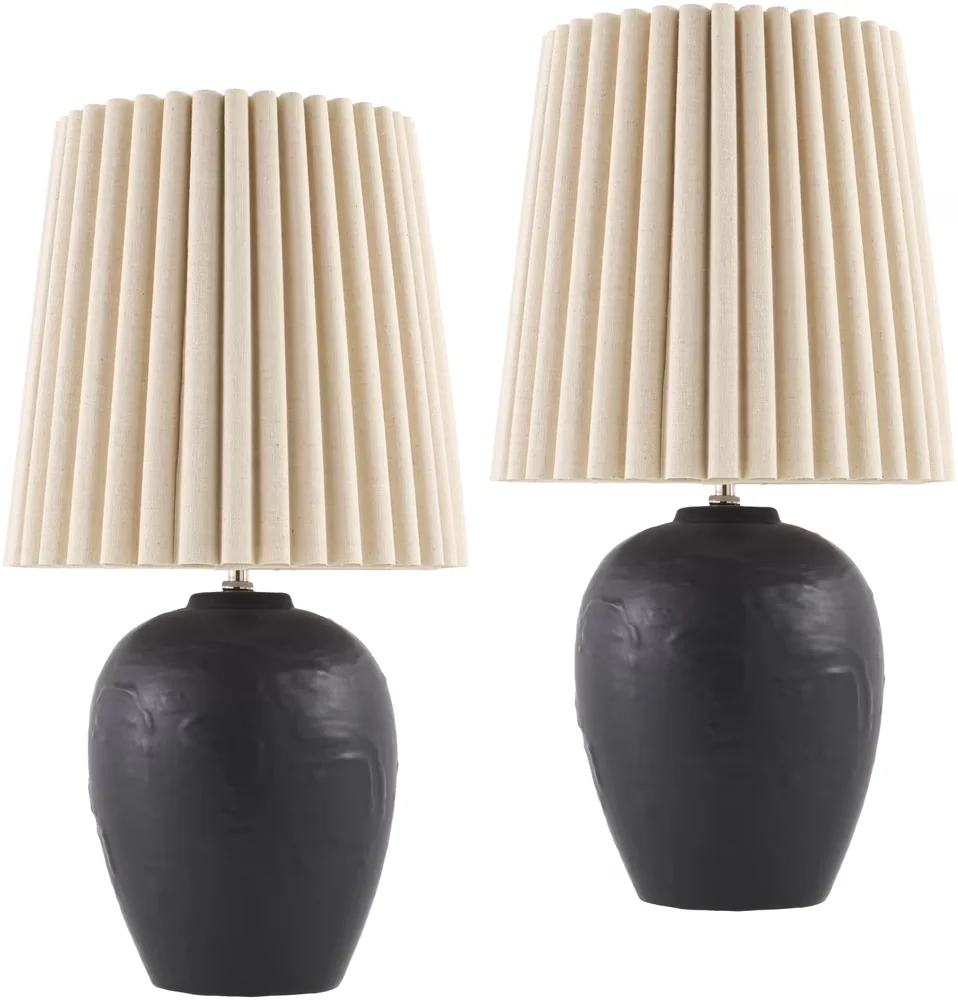 Lamp Set Reliable with Incandescent, Accent Lamps, Mako Traditional Accent Table - Black Ceramic Model E68088