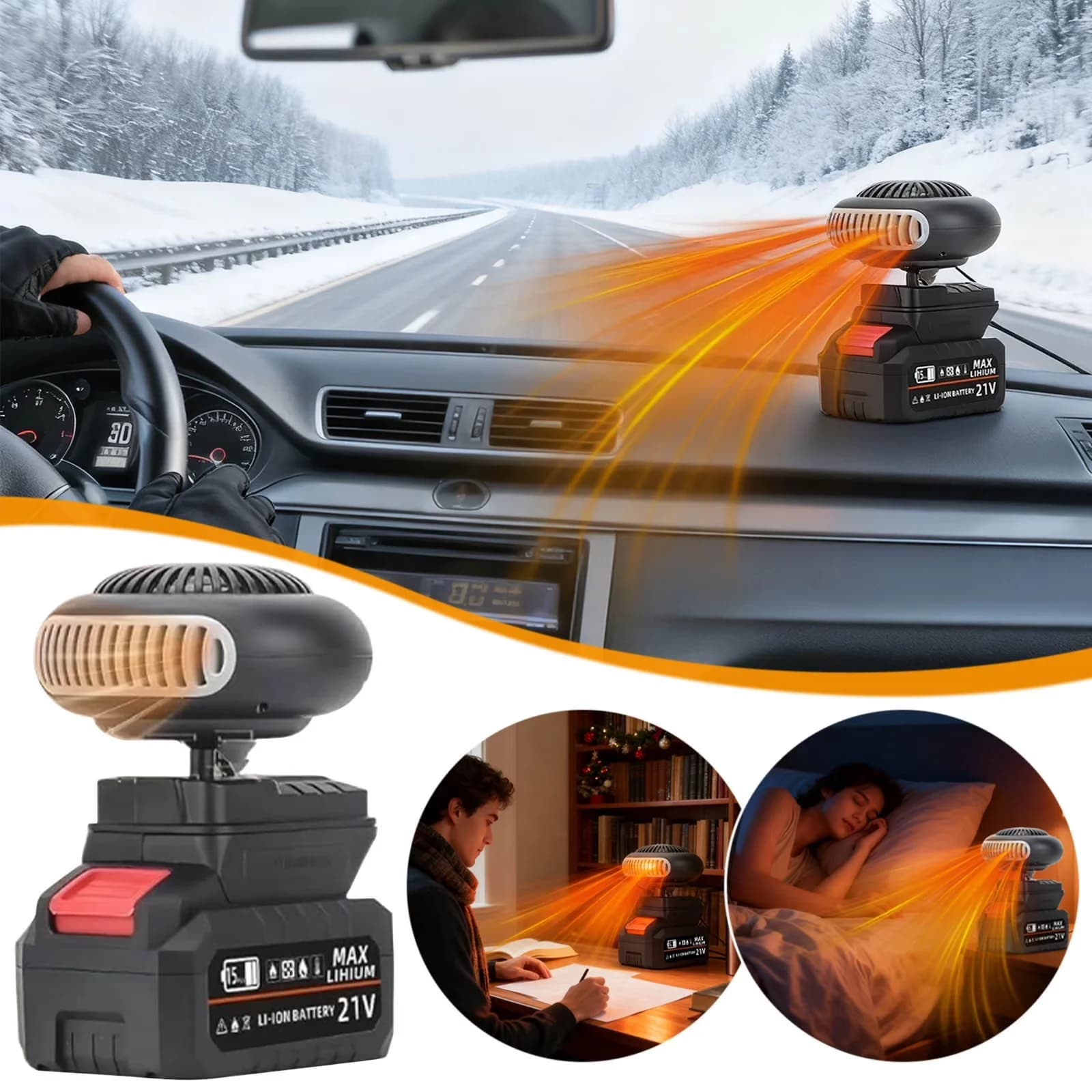 Professional Portable And Electric Space Heater with Battery, Adjustable, 2026 Upgrade Battery Powered for Indoor, Office - Model 786206