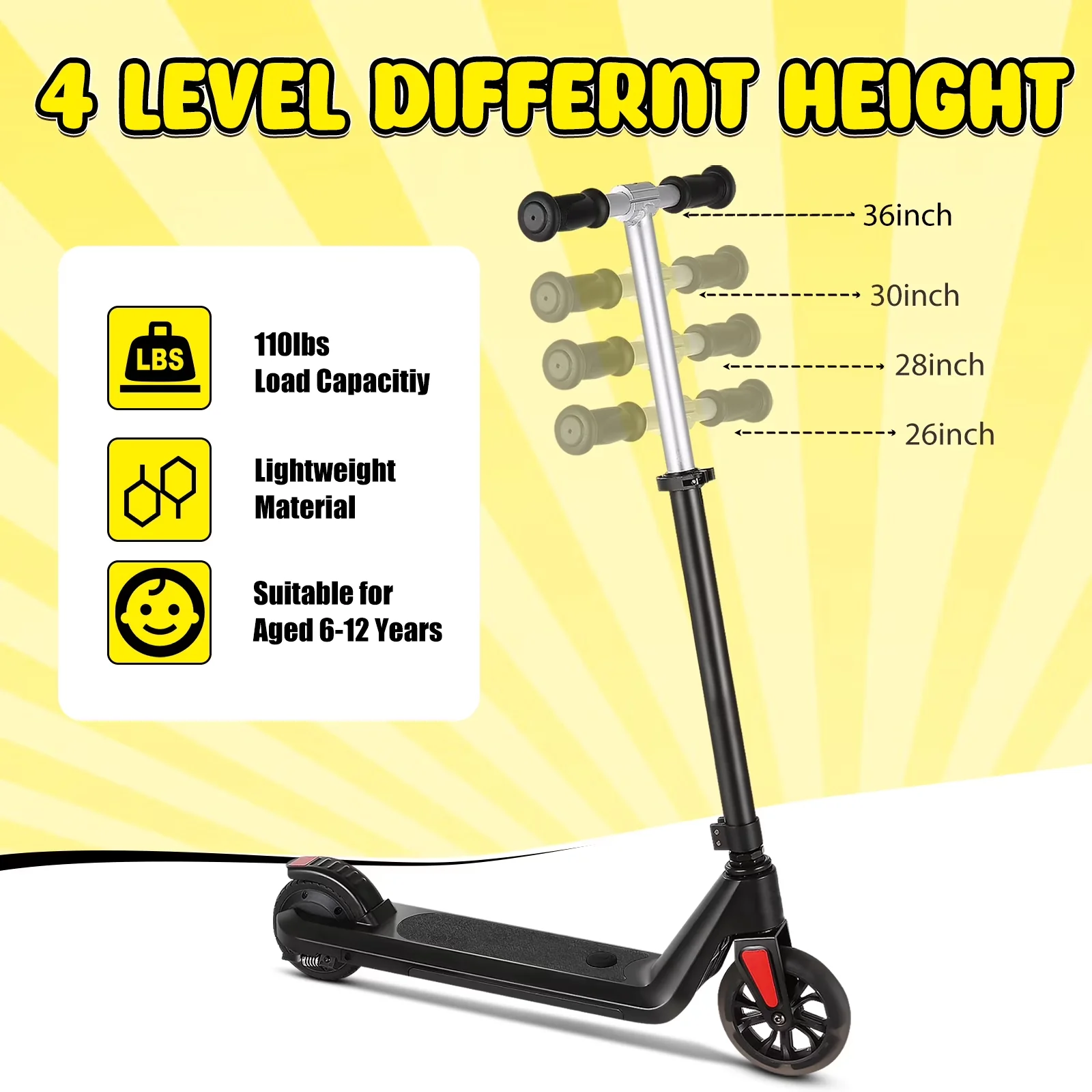 Stylish Scooter with LED, 120W, Foldable - Iron - Satisfaction Guaranteed Model 766829