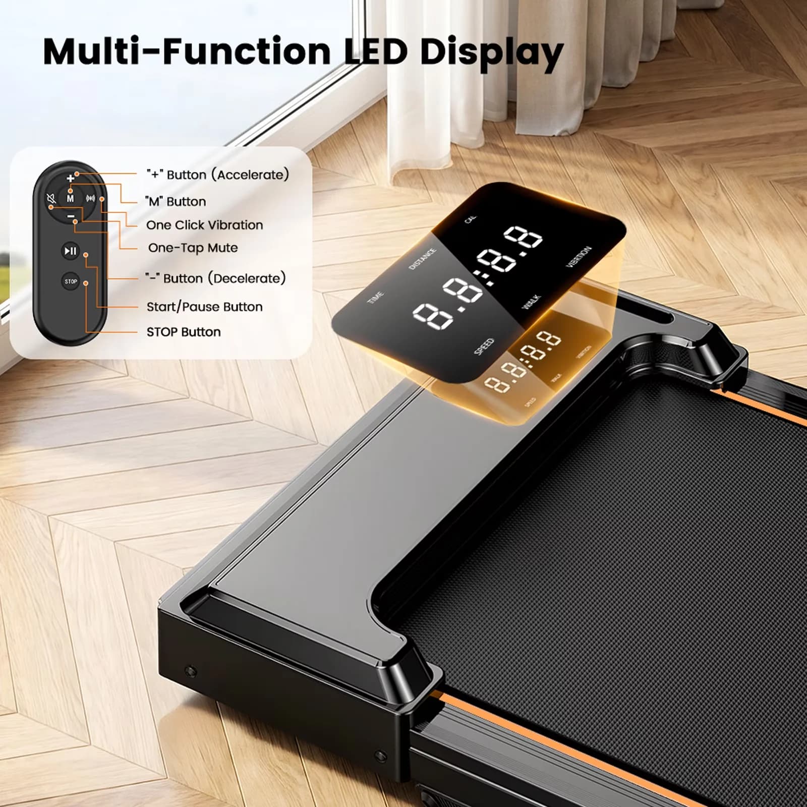 Home Gym Durable with LED, Digital Display, Walking Pad for Home - 5HP Model 6B5EDA