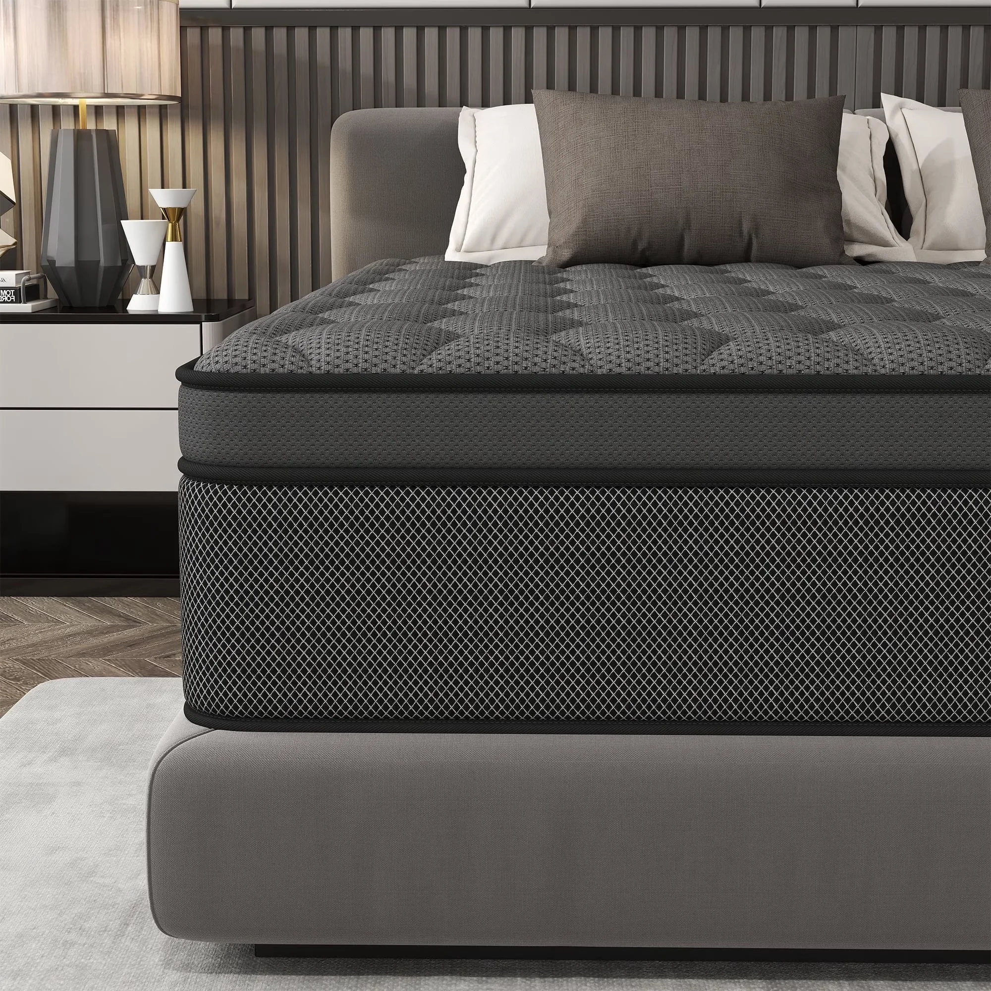 Efficient Mattresses Accessory with Hypoallergenic, Breathable Construction - Gel Memory Foam, High-Density Foam, 3D Knitted Fabric Gray Model 1F64E7