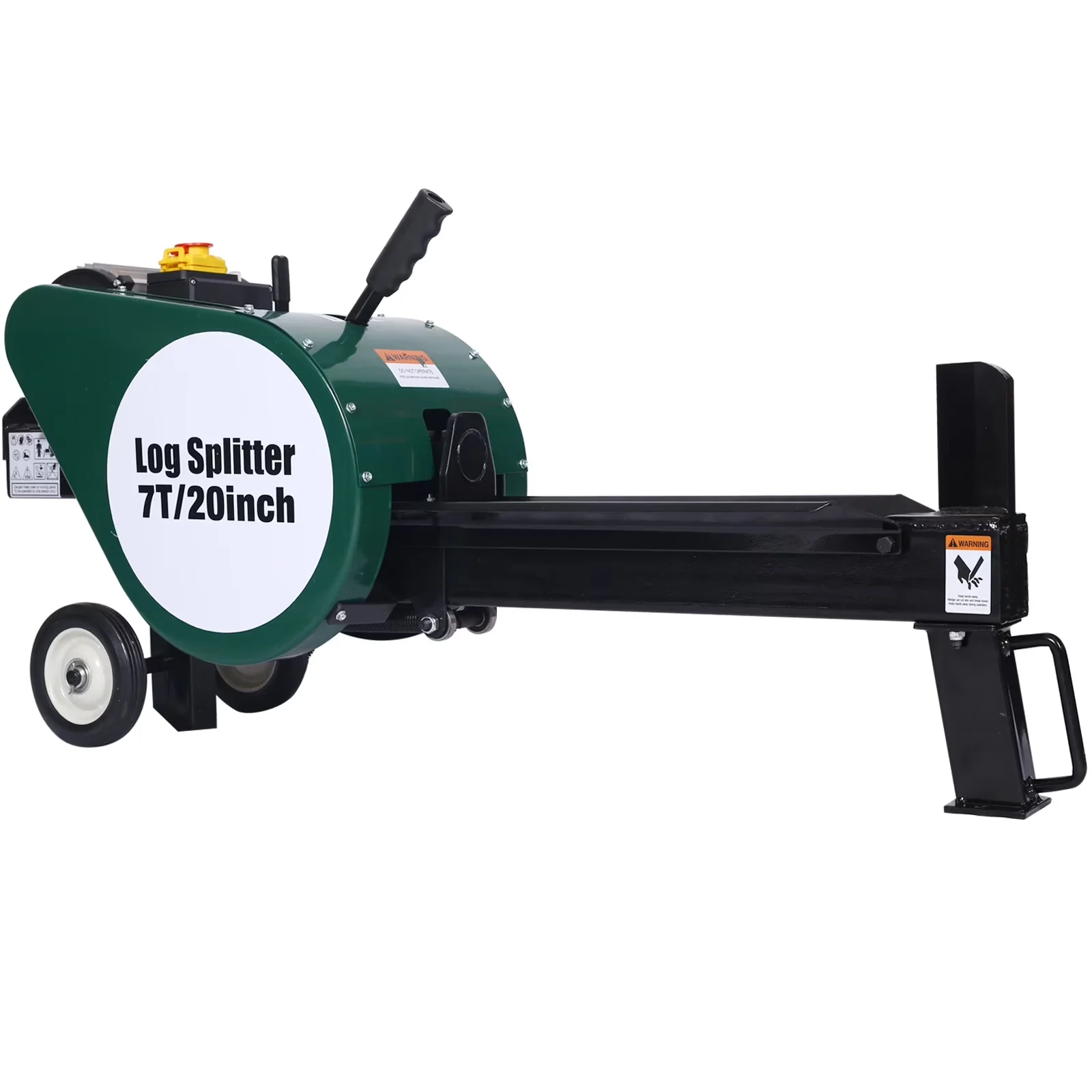 Logsplitter Classic with Wheeled, 7 Ton Horizontal 2HP Wood Splitter, Kinetic Motor and Transport Wheels - Black+Green Model EAB88E