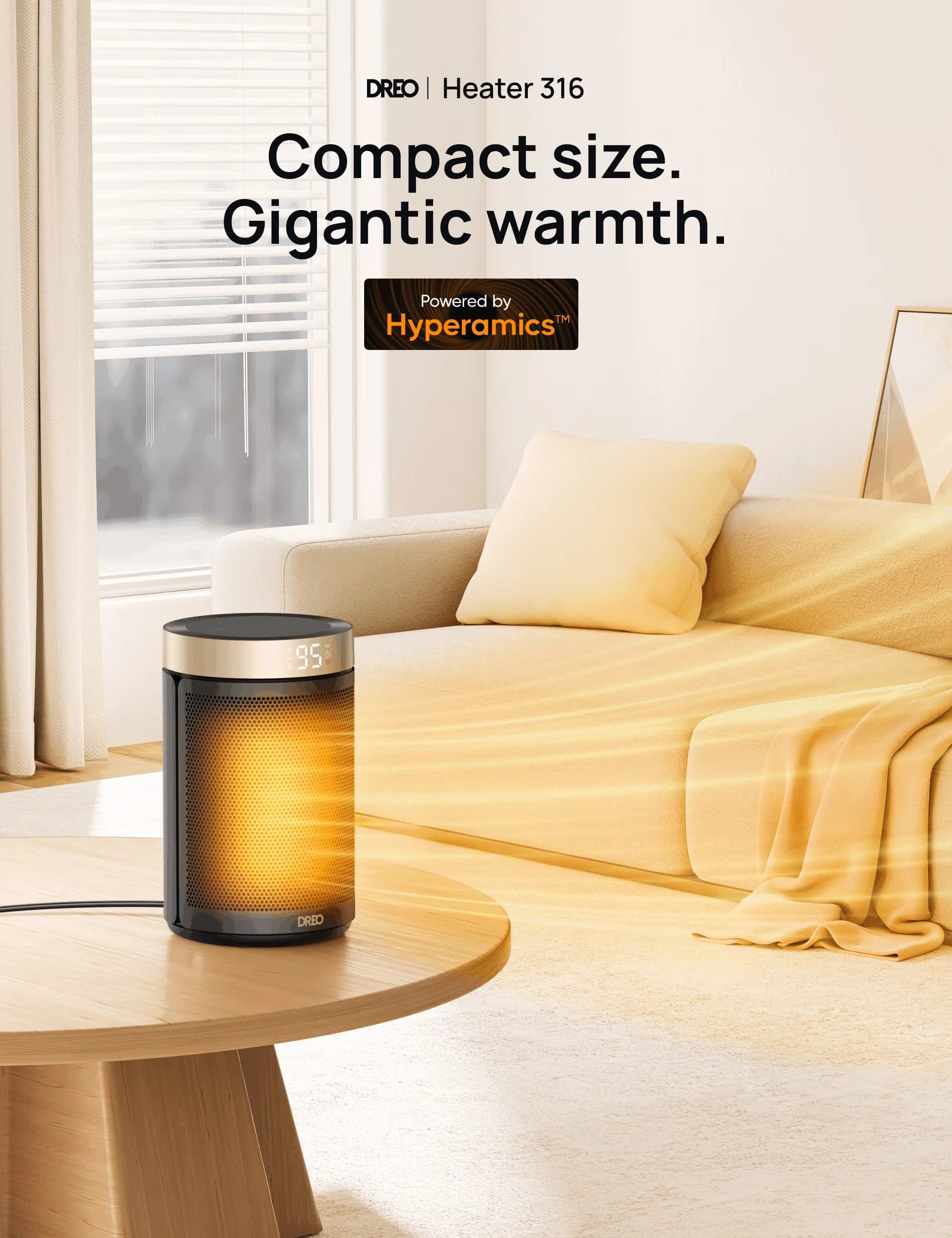 Professional Portable And Electric Space Heater with 1500W, Sustainable - Gold for Indoor Model 8226B1